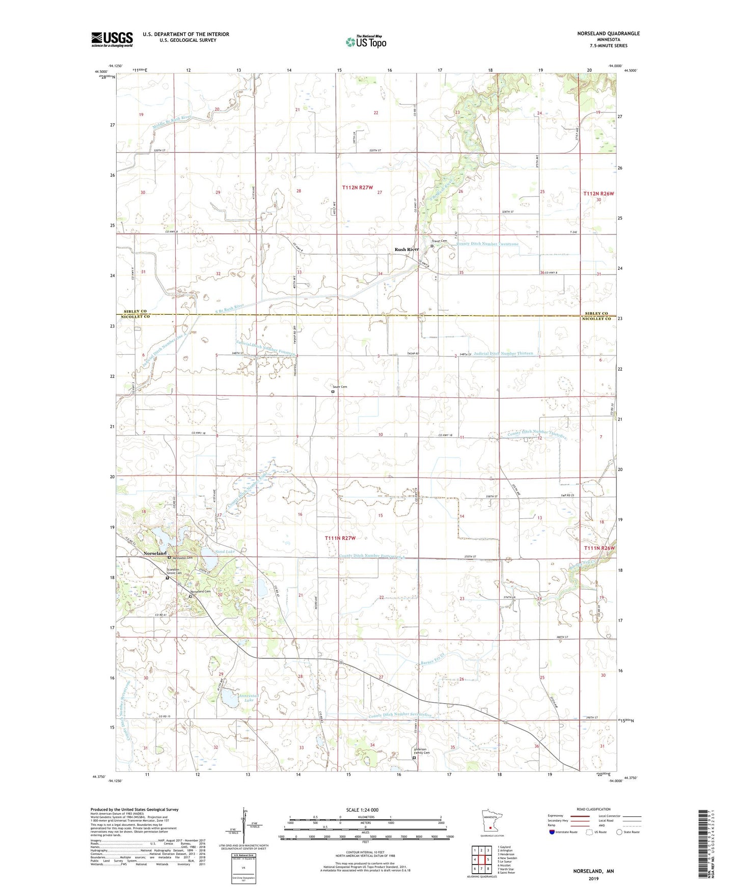 Norseland Minnesota US Topo Map Image