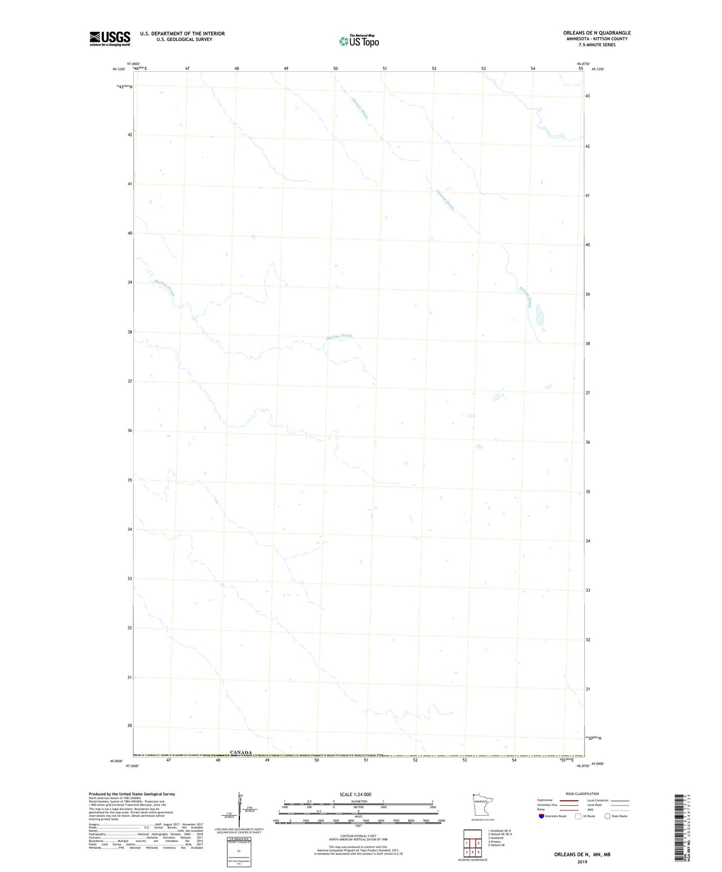 Orleans OE N Minnesota US Topo Map Image