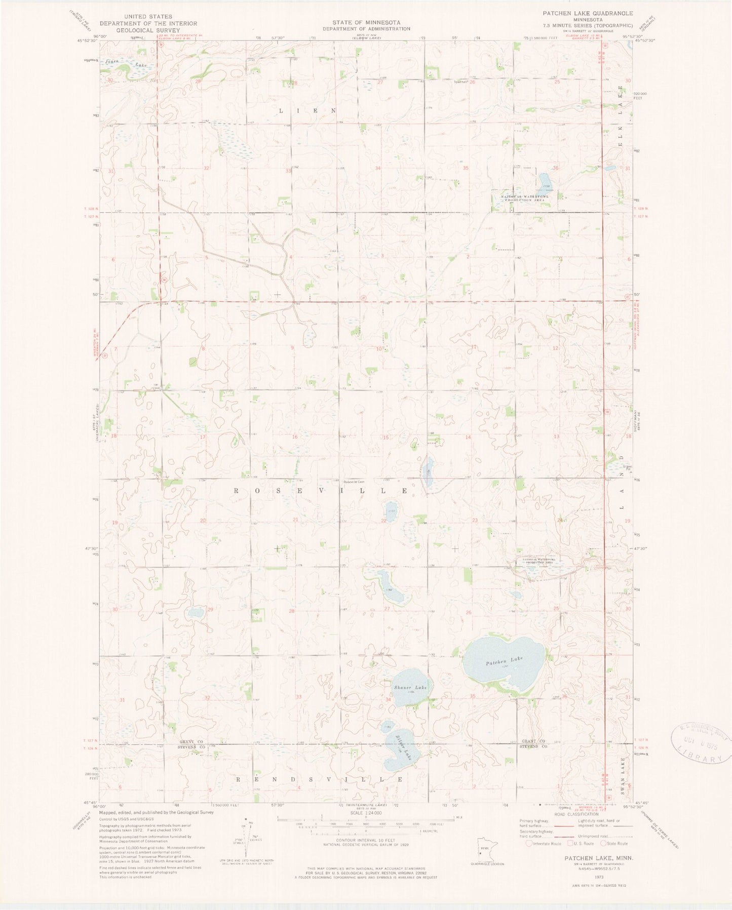 Classic USGS Patchen Lake Minnesota 7.5'x7.5' Topo Map Image