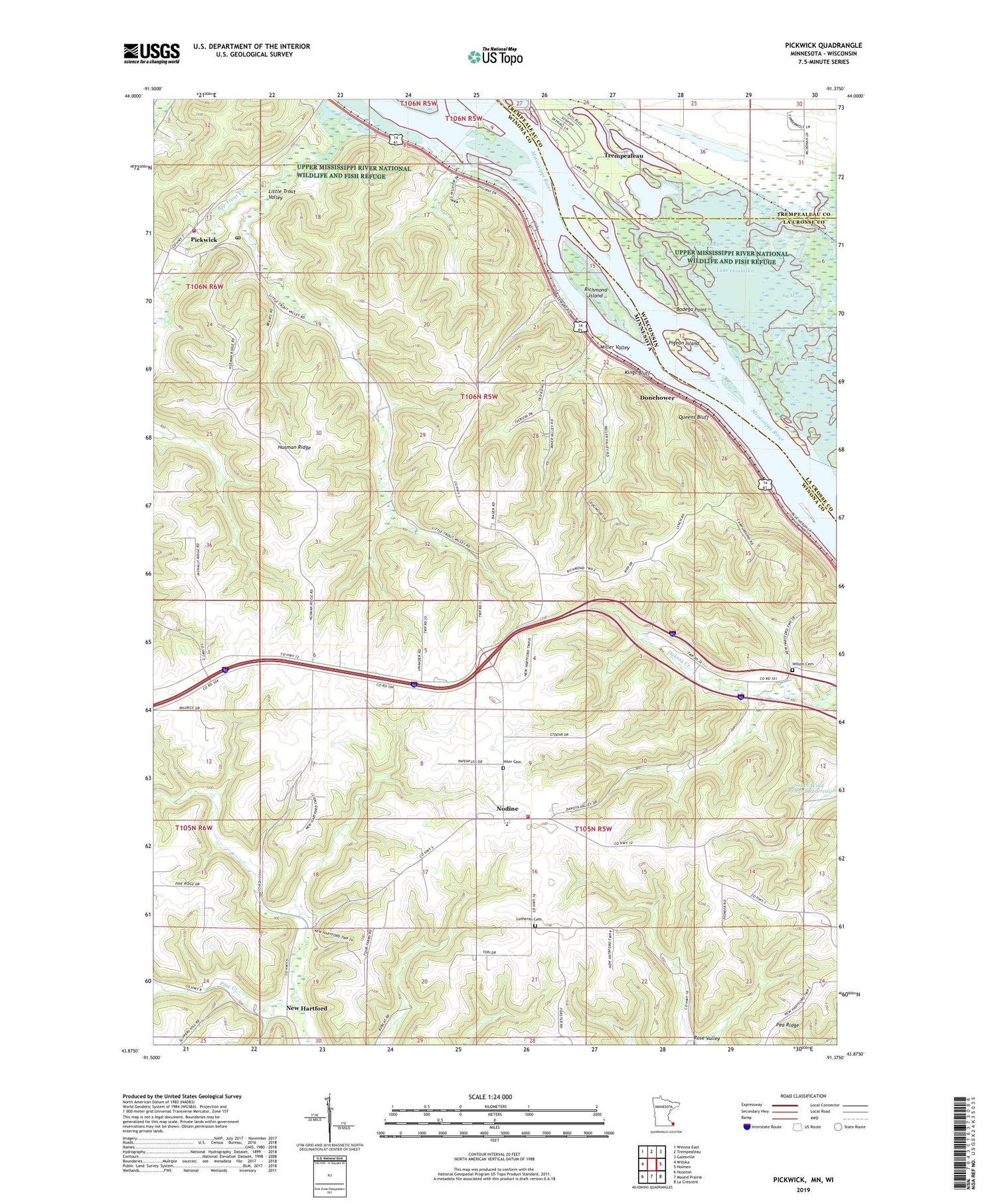 Pickwick Minnesota US Topo Map Image
