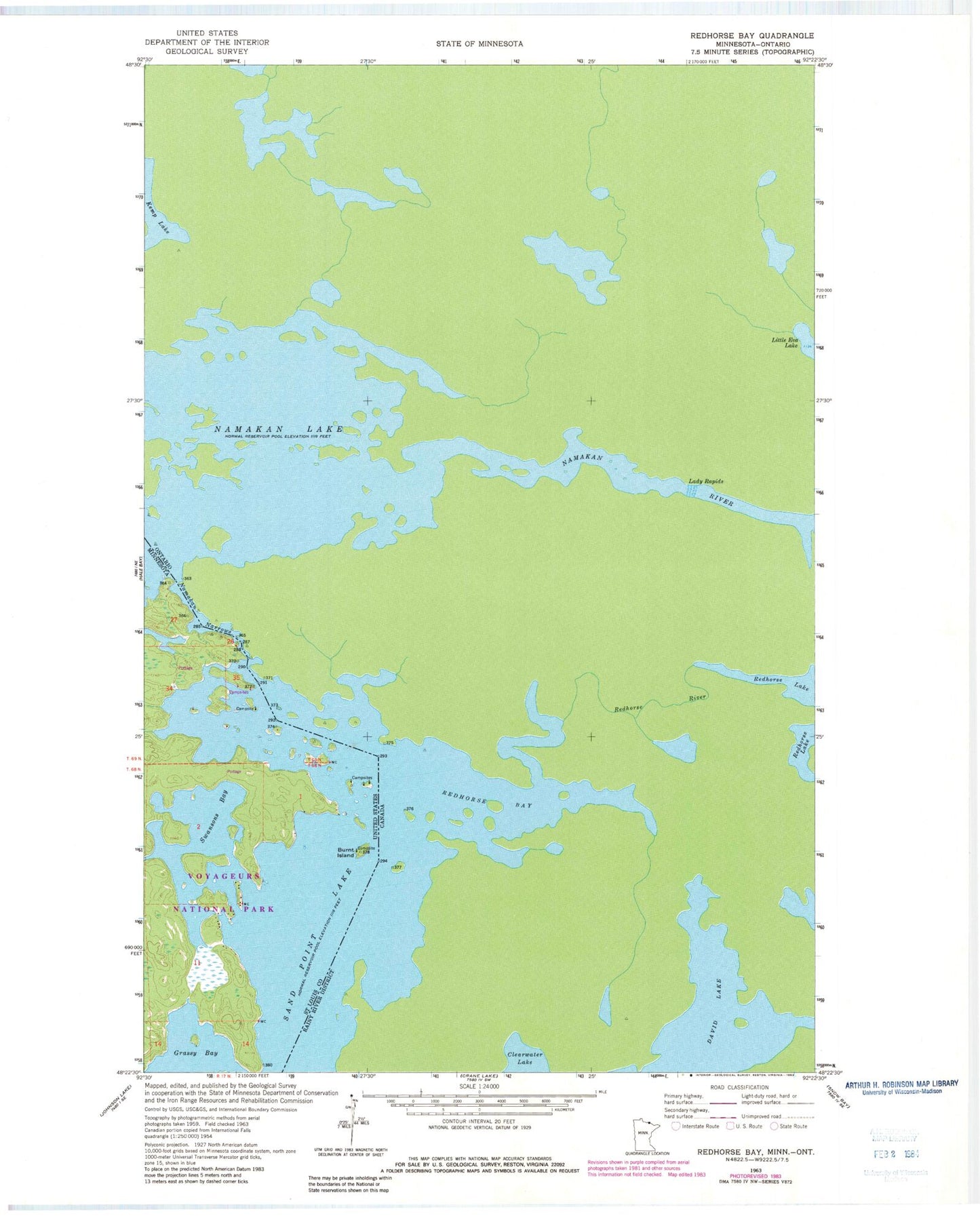 Classic USGS Swansons Bay Minnesota 7.5'x7.5' Topo Map Image