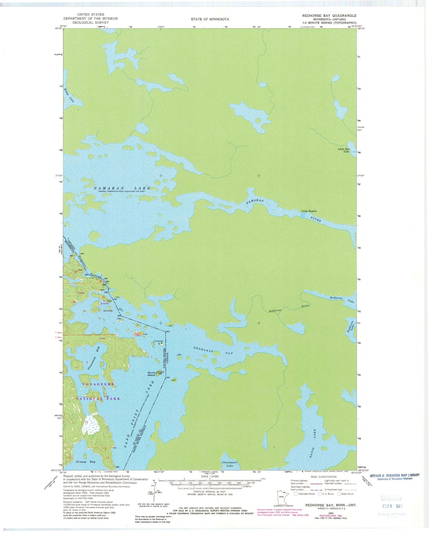 Classic USGS Swansons Bay Minnesota 7.5'x7.5' Topo Map Image