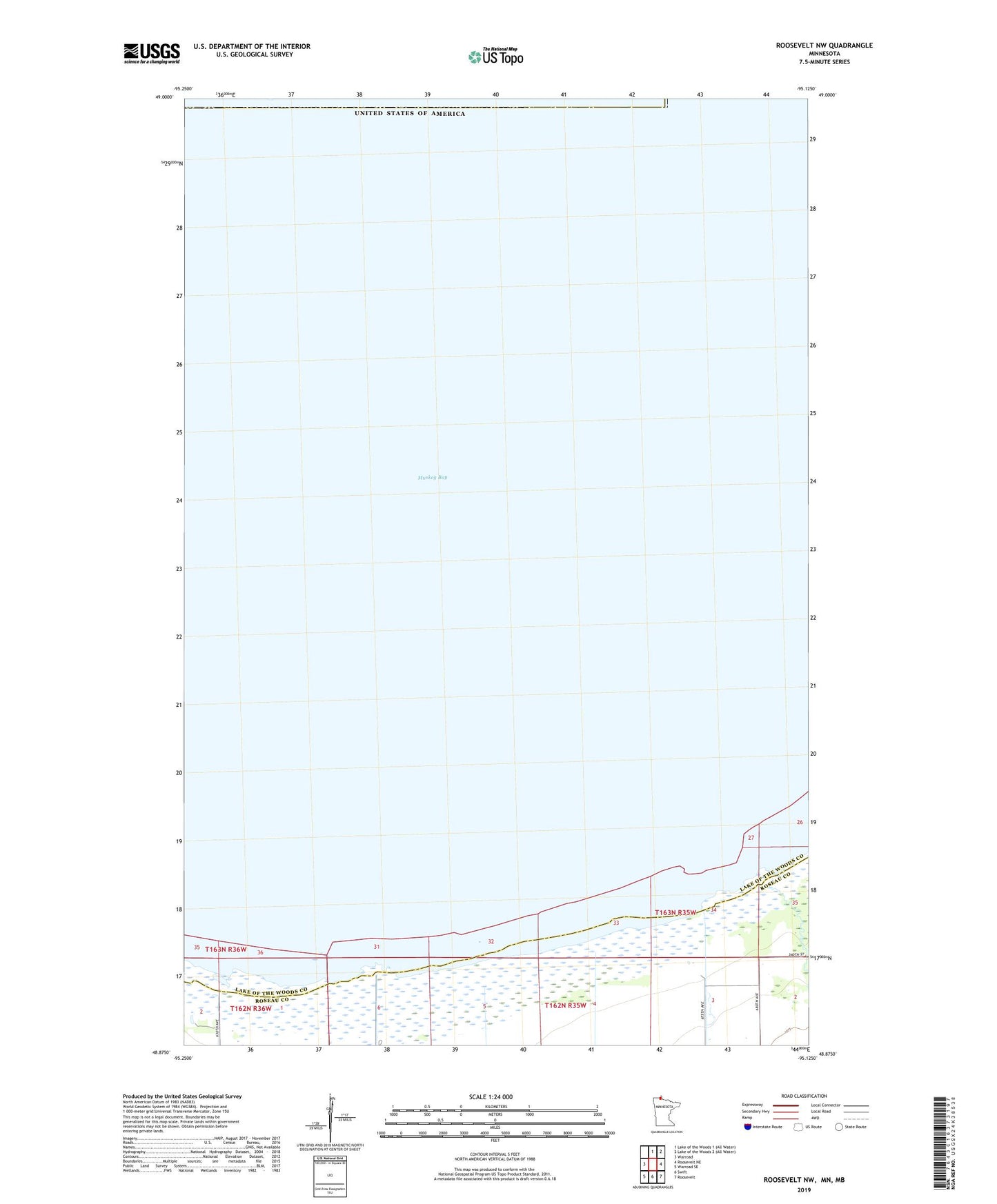 Roosevelt NW Minnesota US Topo Map Image