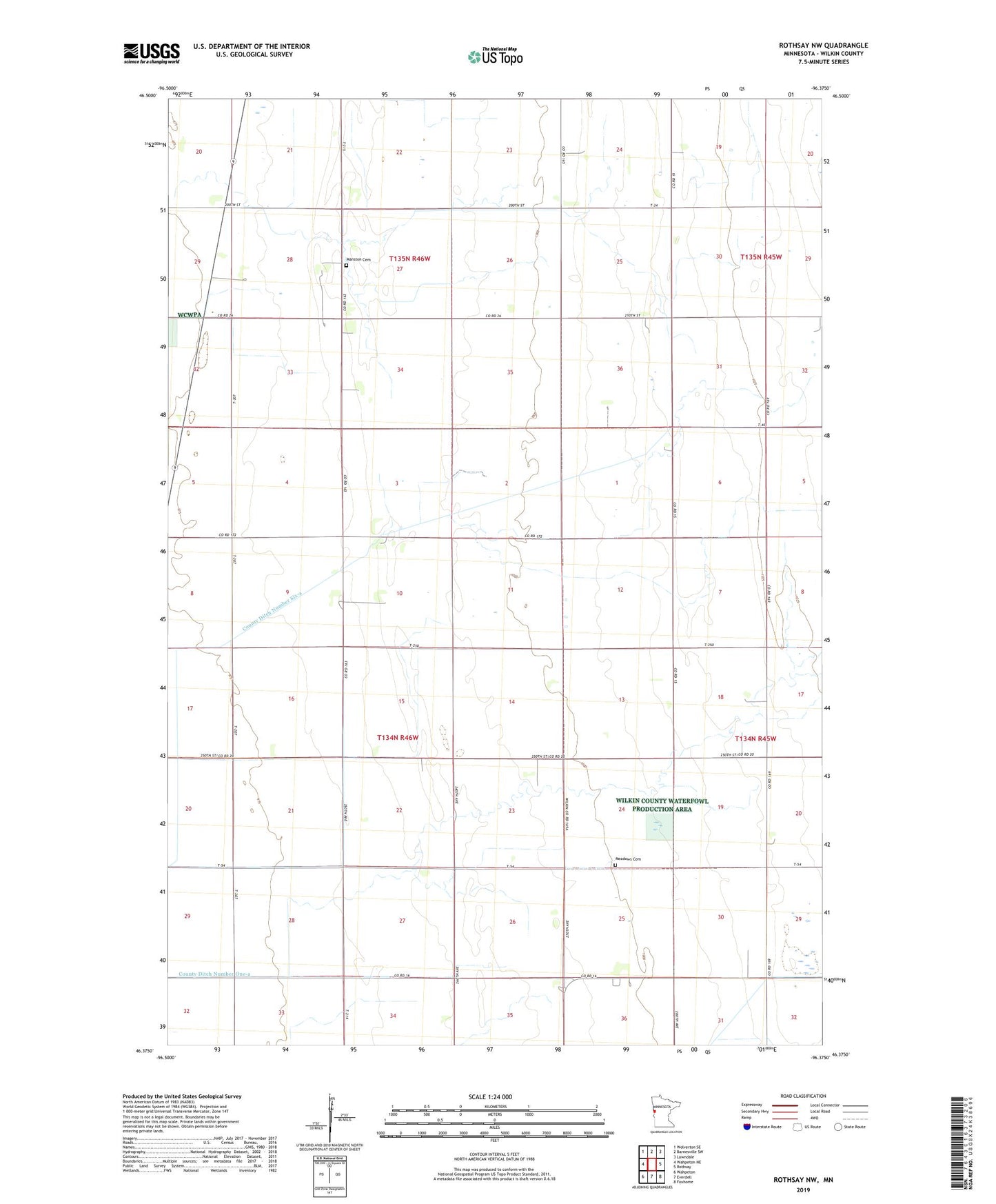 Rothsay NW Minnesota US Topo Map Image