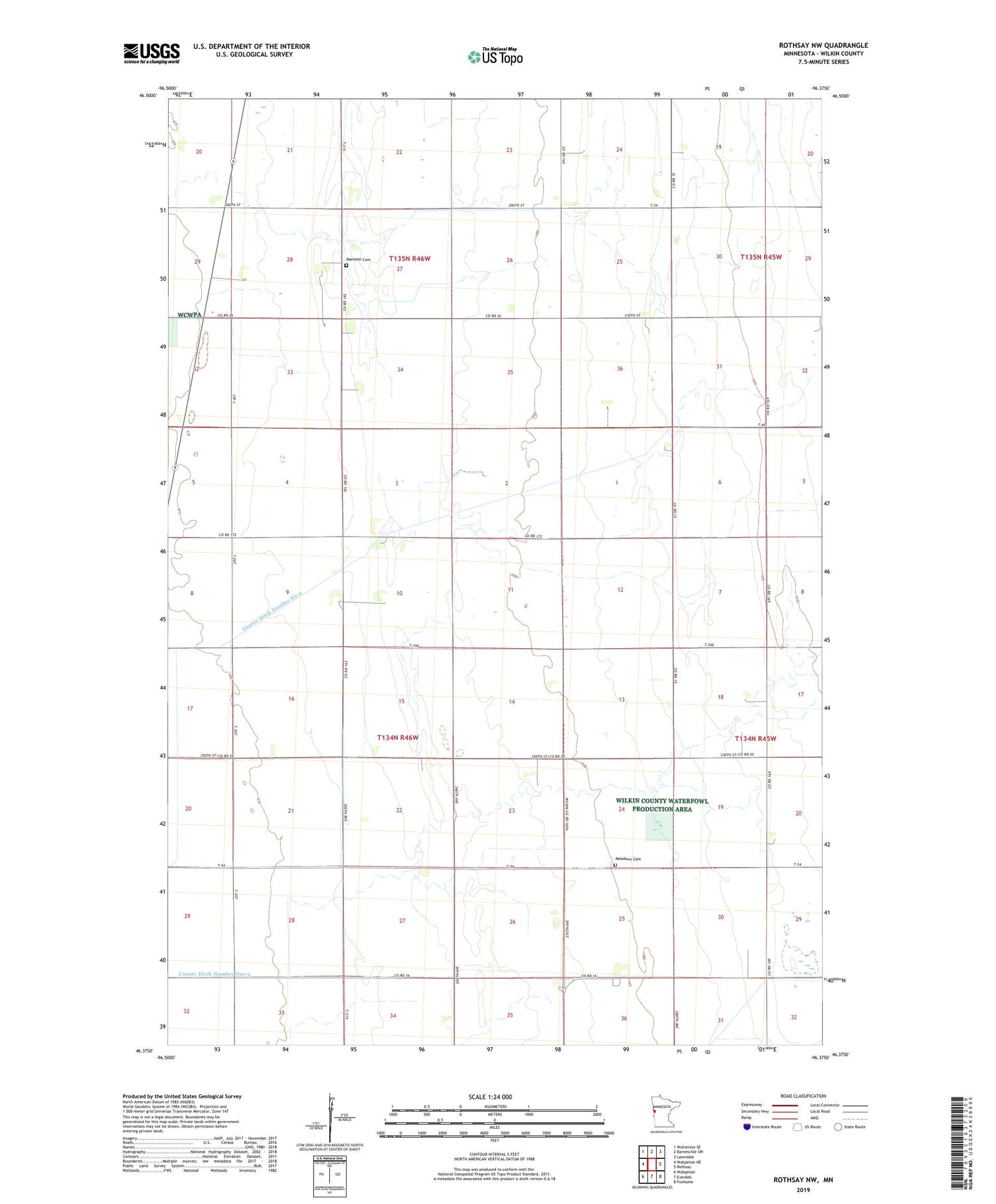 Rothsay NW Minnesota US Topo Map Image
