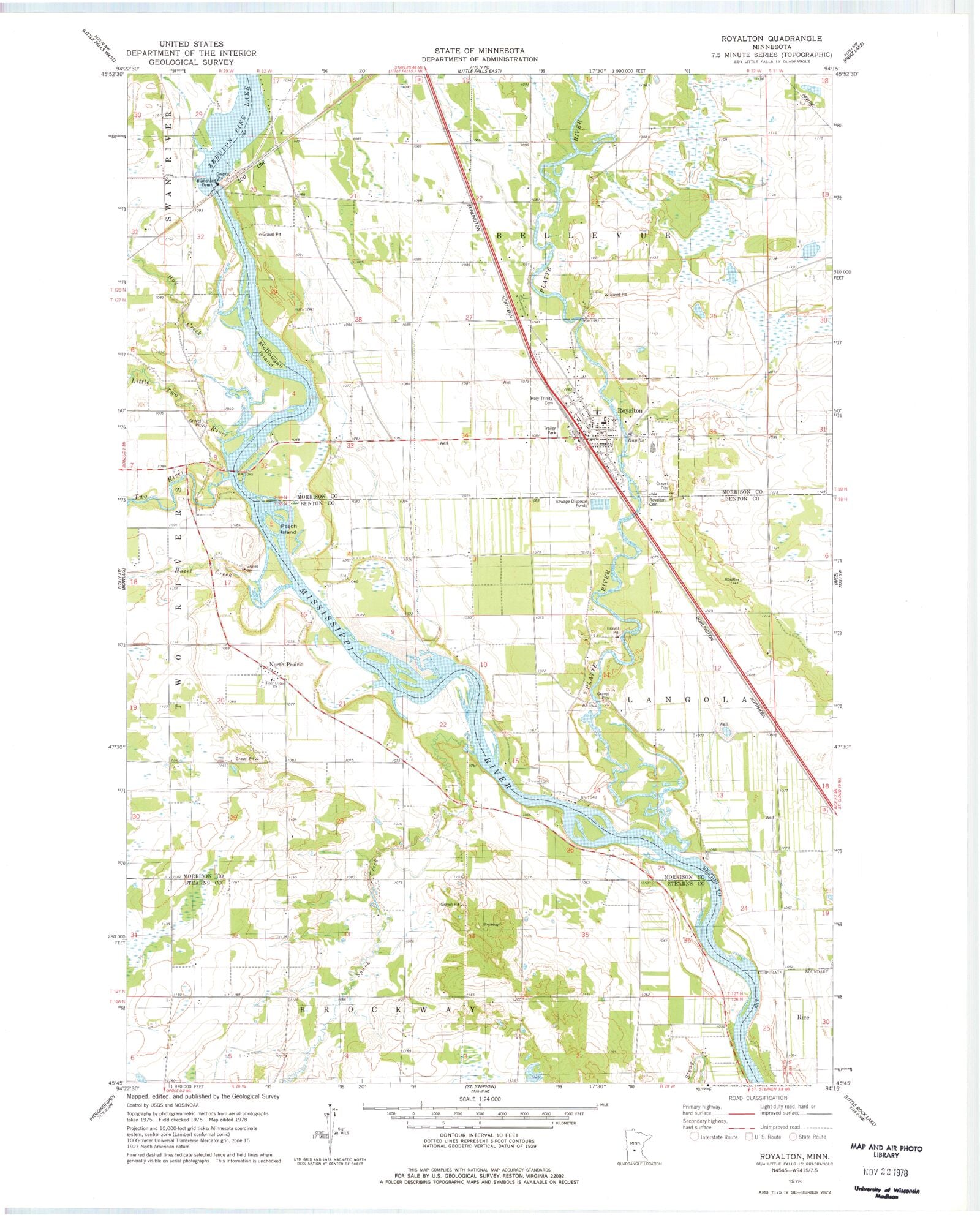 Classic USGS Royalton Minnesota 7.5'x7.5' Topo Map MyTopo Map Store