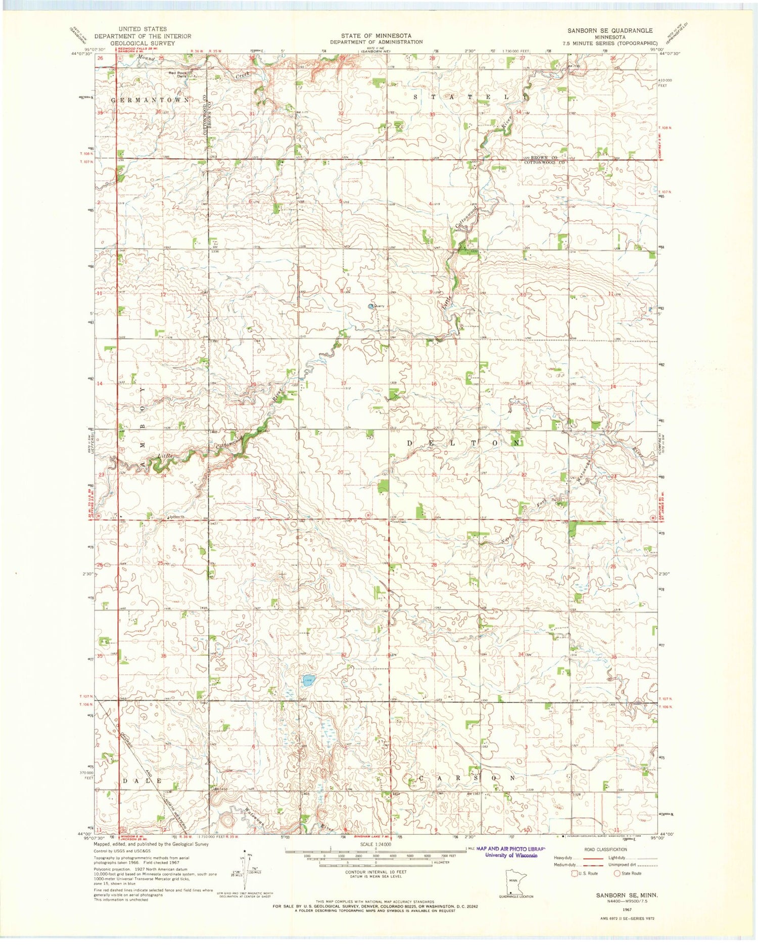 Classic USGS Sanborn SE Minnesota 7.5'x7.5' Topo Map Image