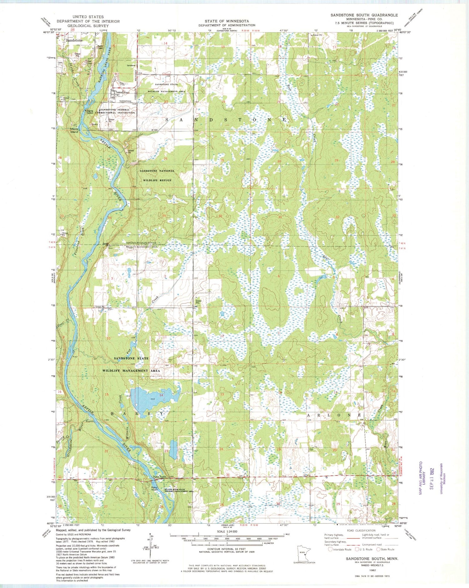 Classic USGS Sandstone South Minnesota 7.5'x7.5' Topo Map Image