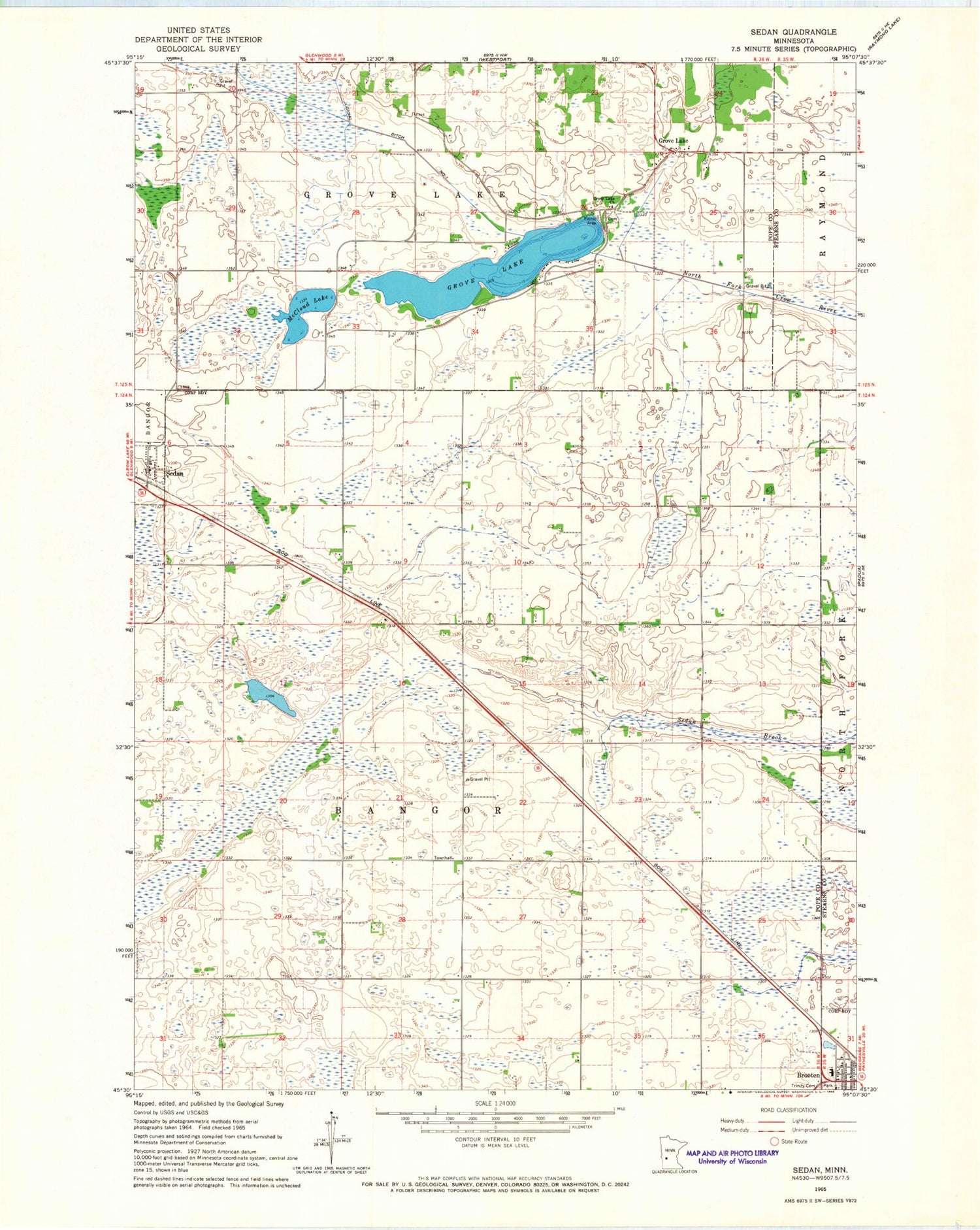 Classic USGS Sedan Minnesota 7.5'x7.5' Topo Map Image