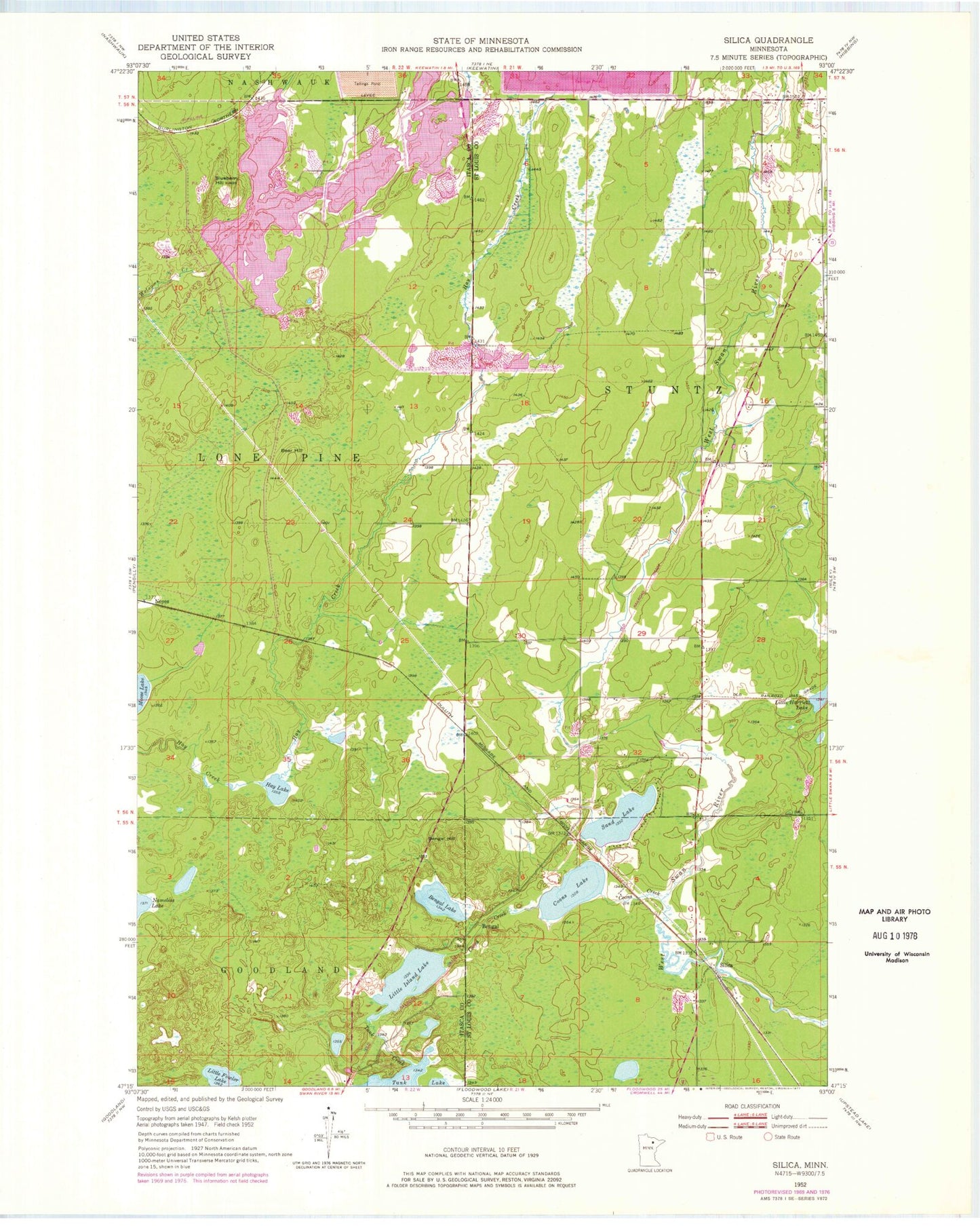 Classic USGS Silica Minnesota 7.5'x7.5' Topo Map Image