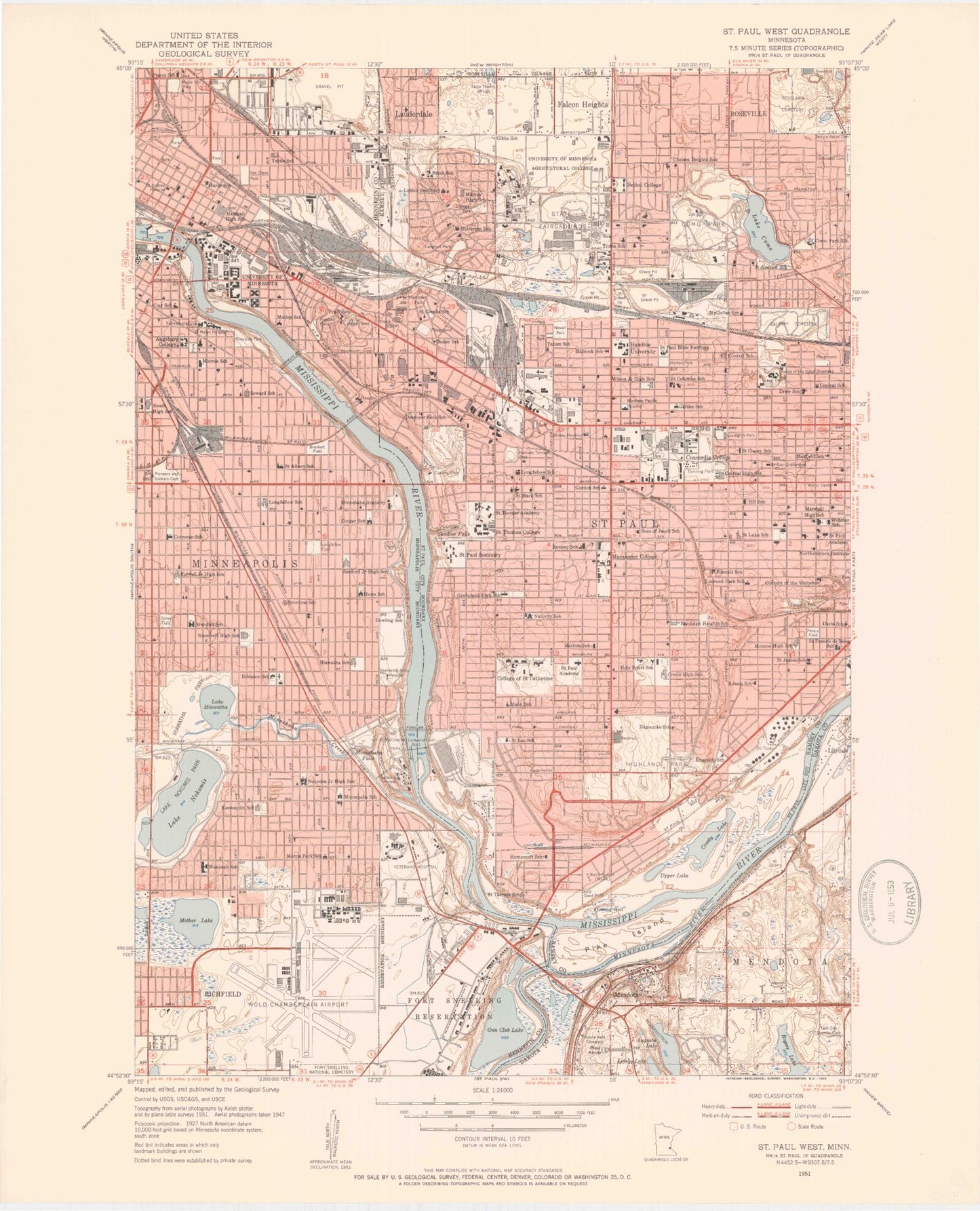 Classic USGS Saint Paul West Minnesota 7.5'x7.5' Topo Map Image