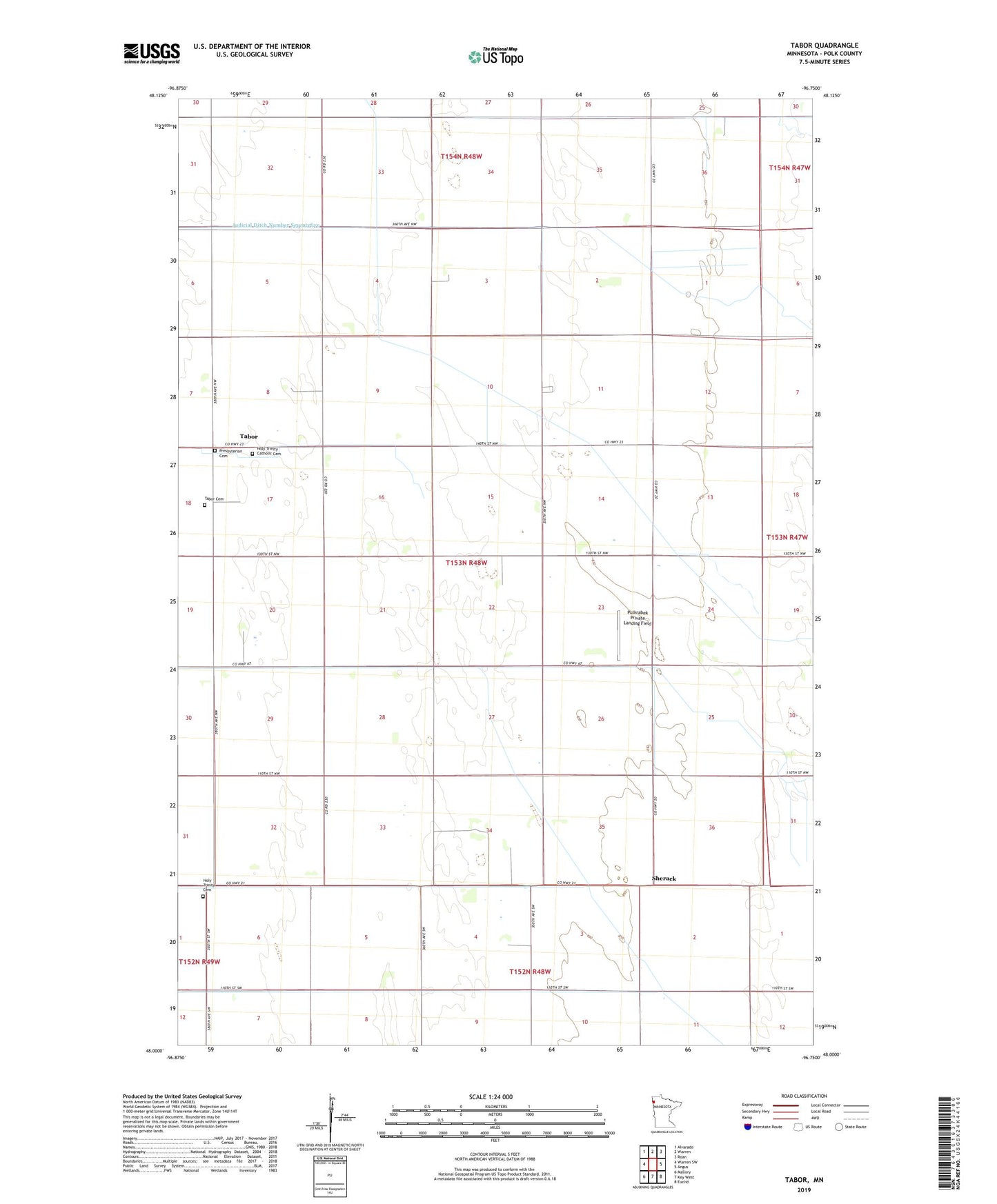 Tabor Minnesota US Topo Map Image