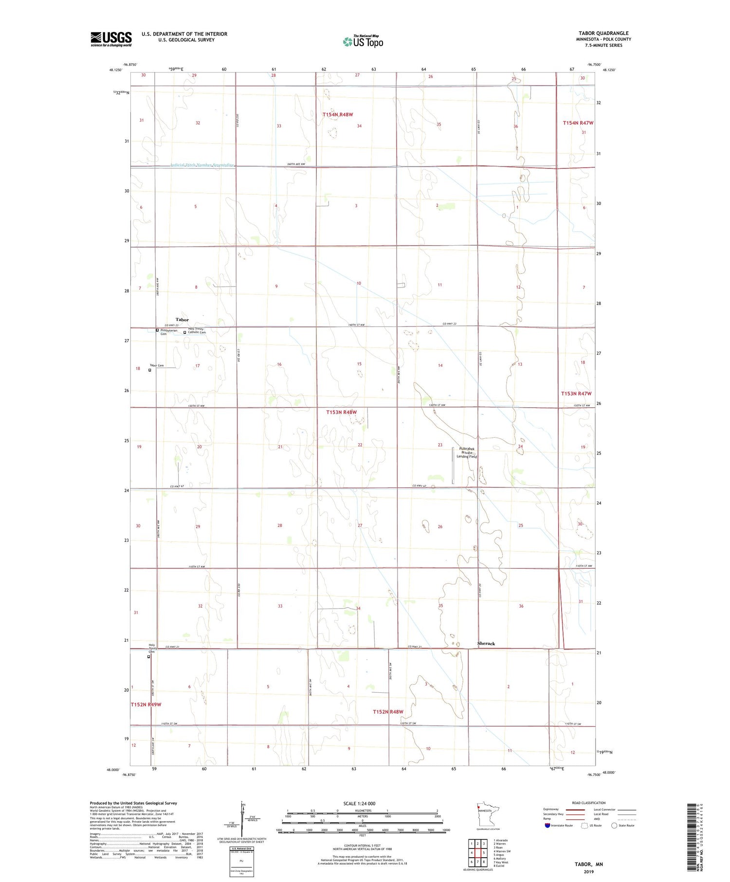 Tabor Minnesota US Topo Map Image