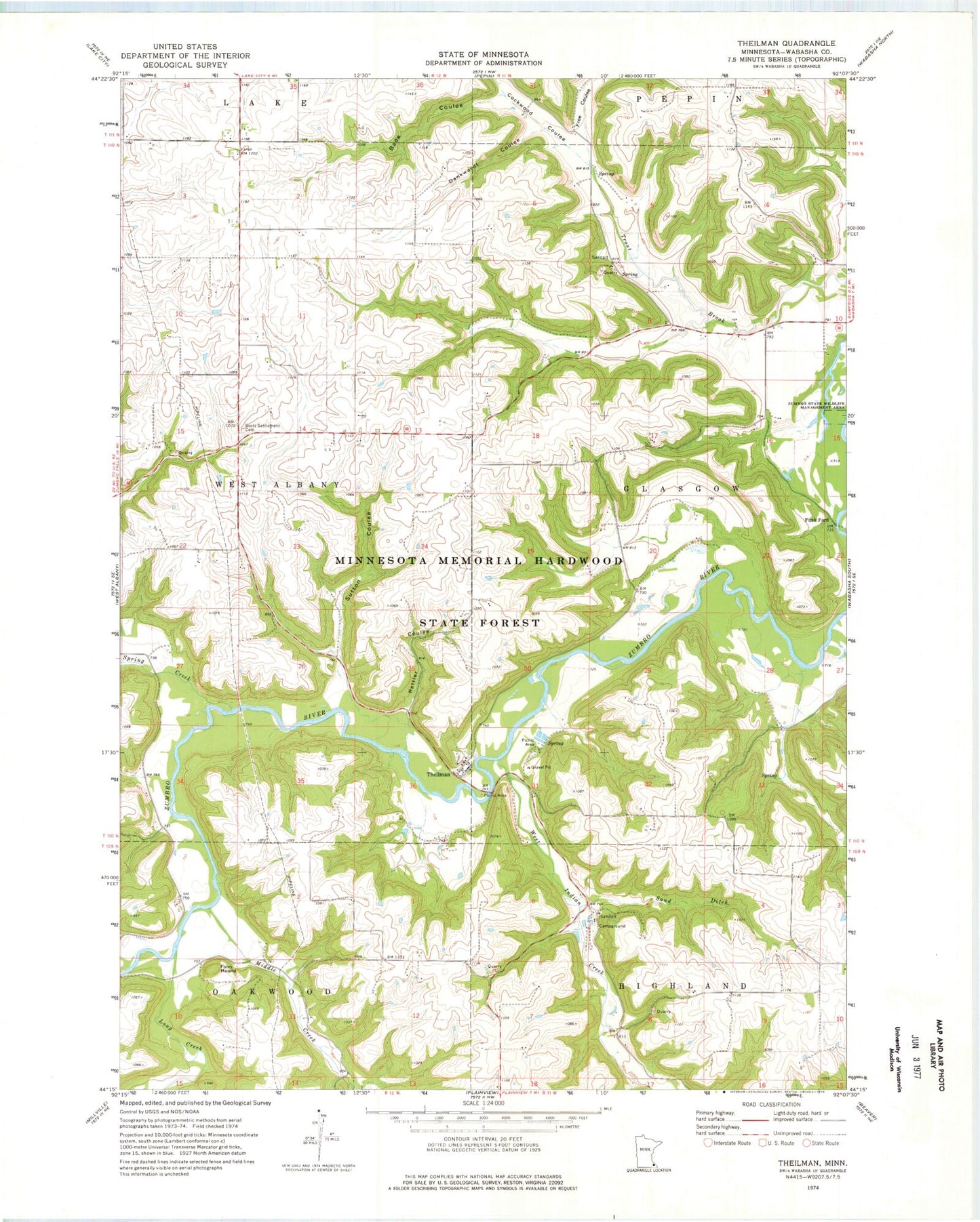 Classic USGS Theilman Minnesota 7.5'x7.5' Topo Map Image