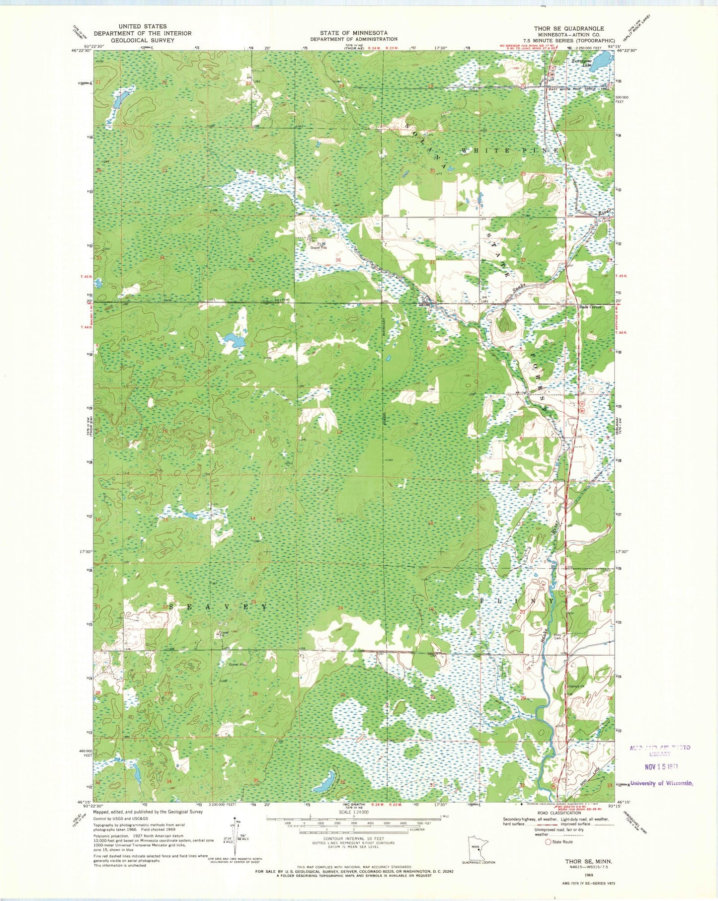 Classic USGS Thor SE Minnesota 7.5'x7.5' Topo Map Image