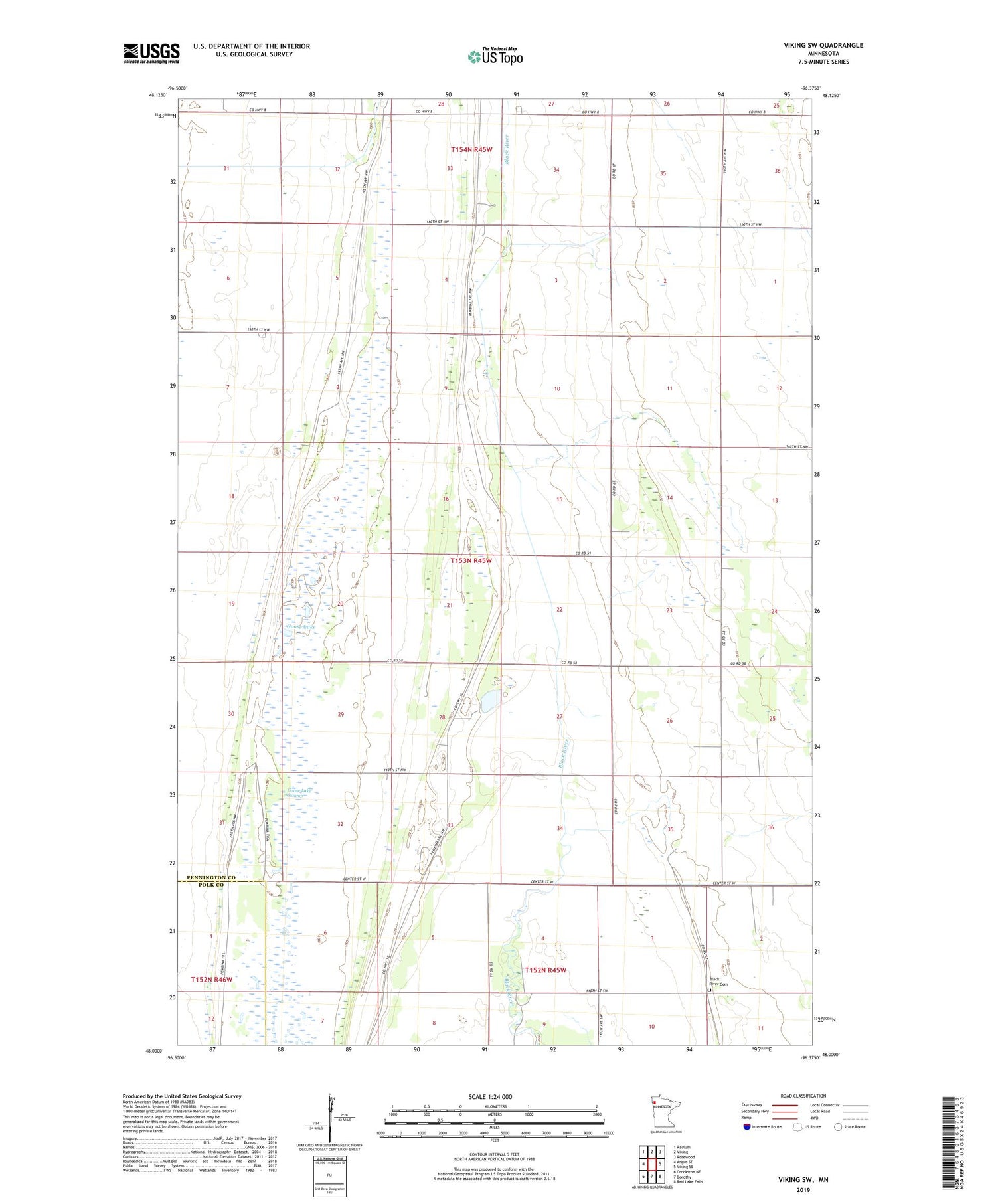 Viking SW Minnesota US Topo Map Image