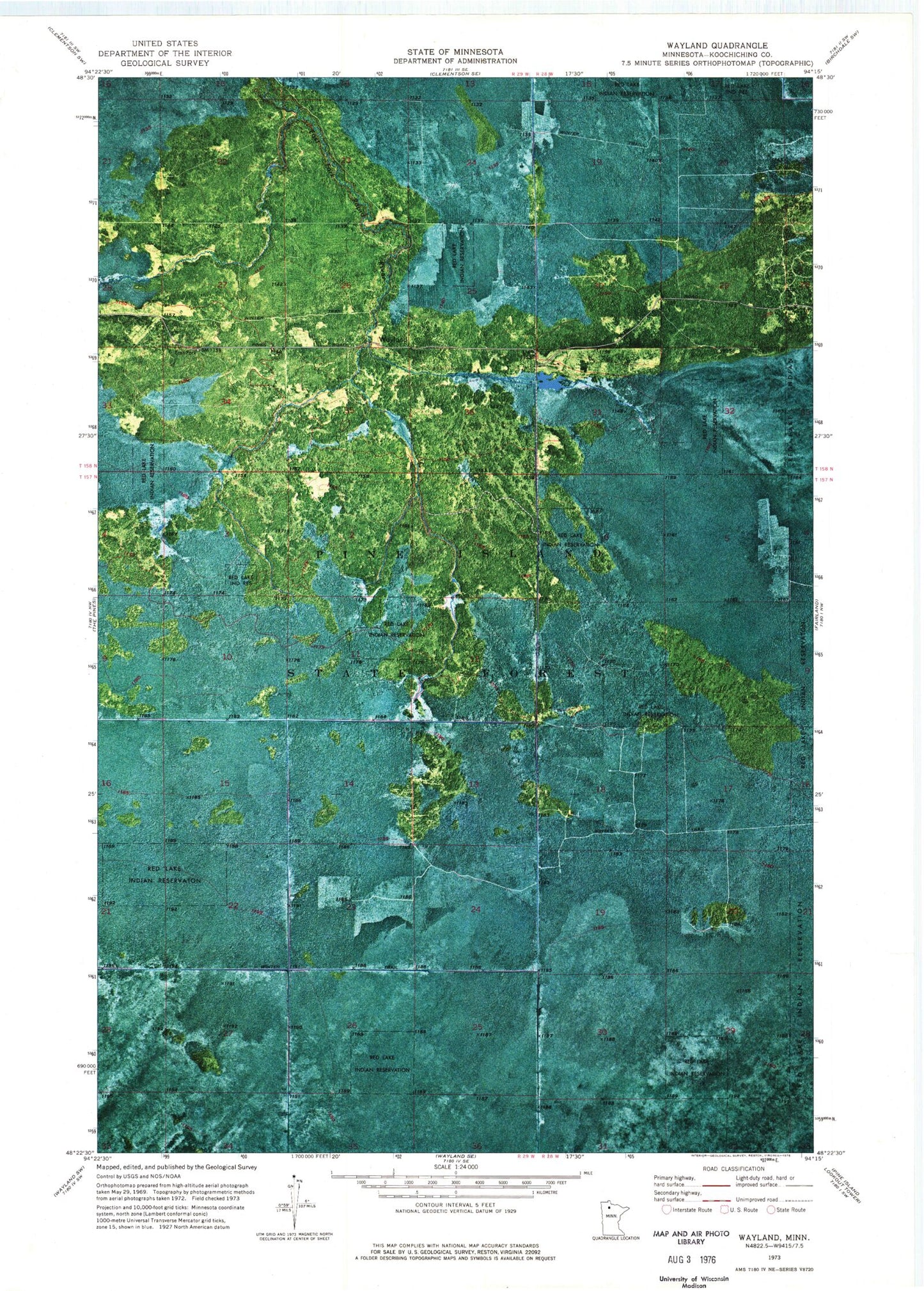 Classic USGS Wayland Minnesota 7.5'x7.5' Topo Map Image