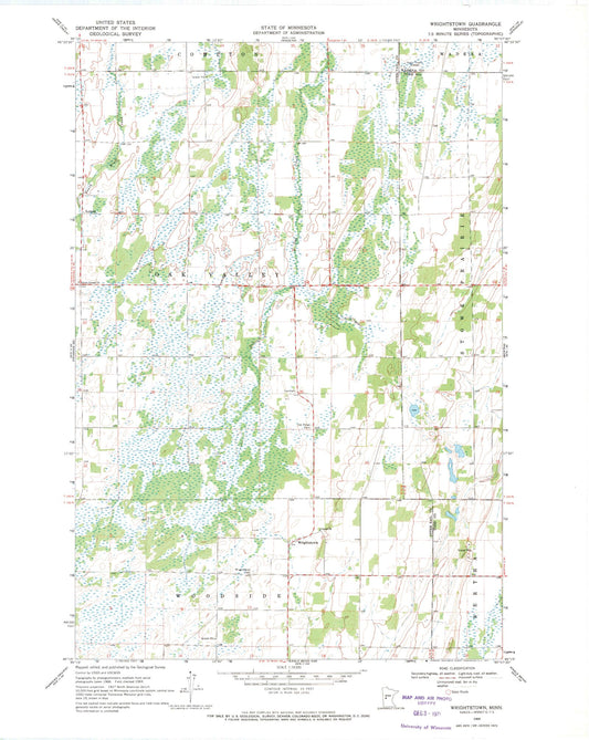 Classic USGS Wrightstown Minnesota 7.5'x7.5' Topo Map Image