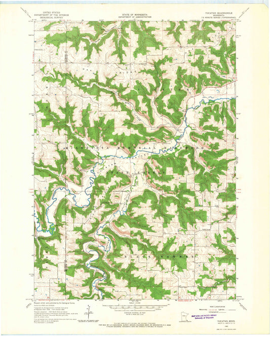 Classic USGS Yucatan Minnesota 7.5'x7.5' Topo Map Image