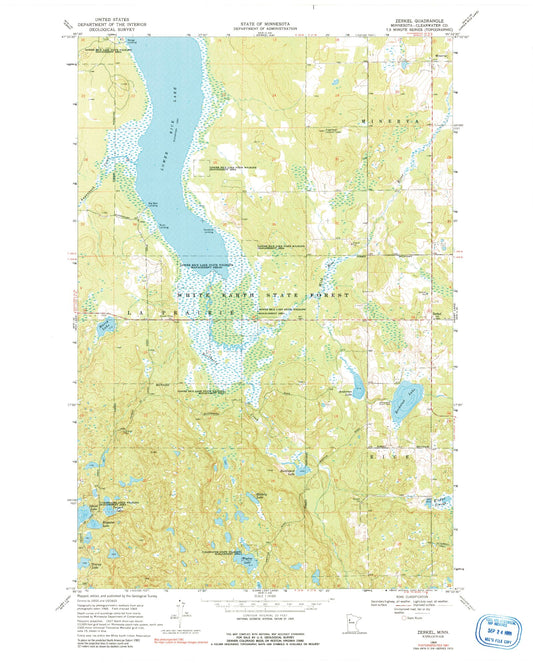 Classic USGS Zerkel Minnesota 7.5'x7.5' Topo Map Image