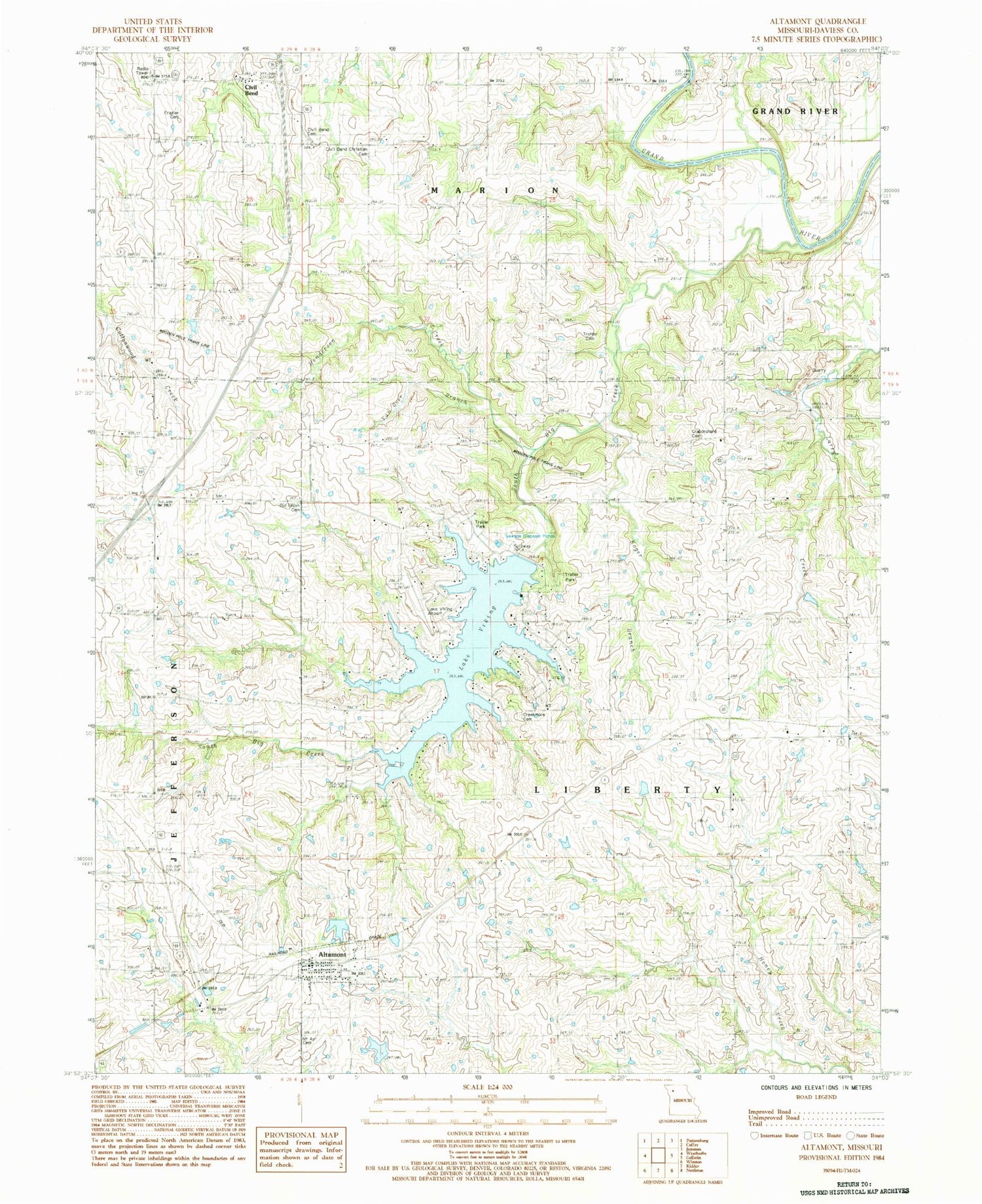 Classic USGS Altamont Missouri 7.5'x7.5' Topo Map Image