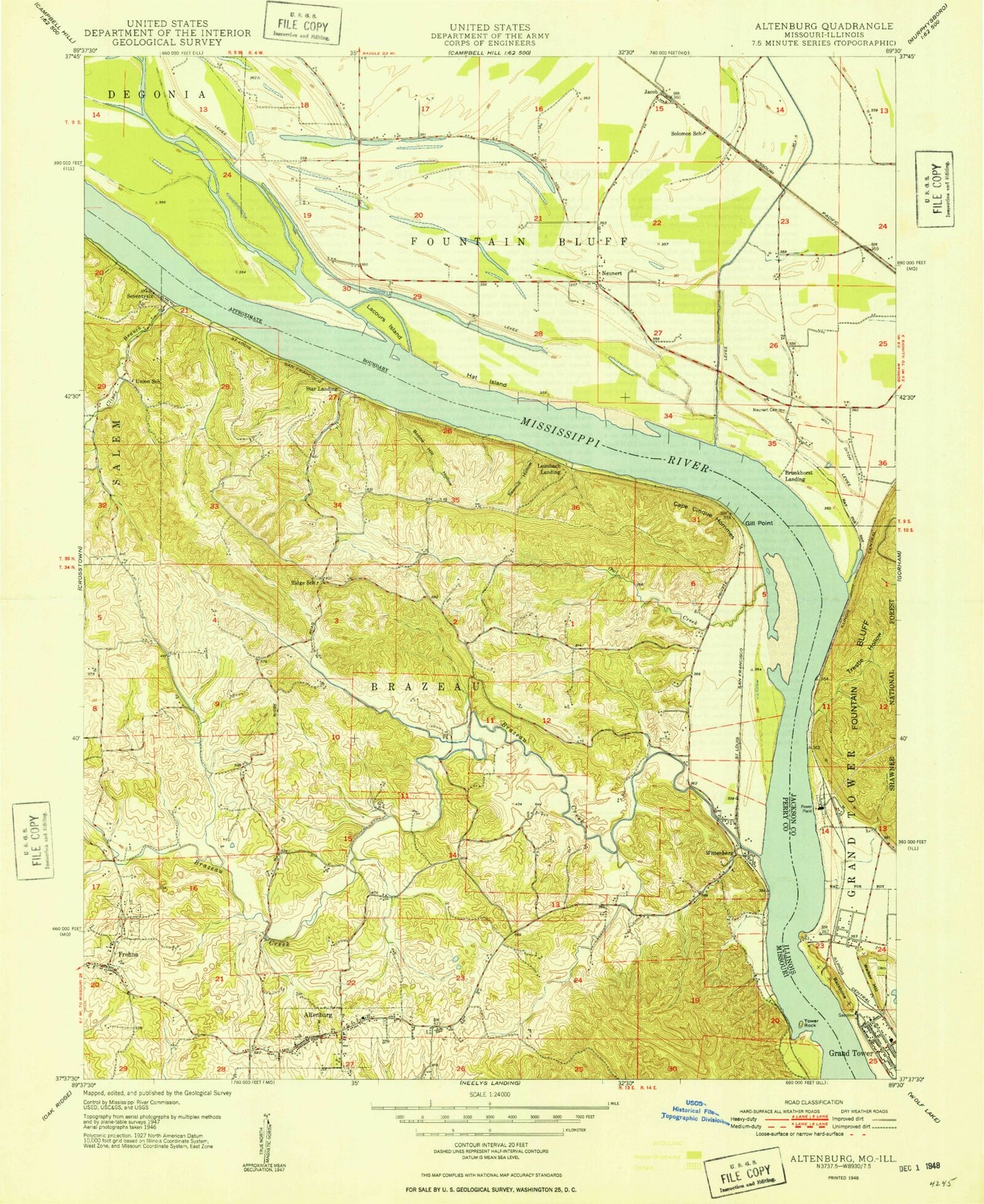 Classic USGS Altenburg Missouri 7.5'x7.5' Topo Map Image