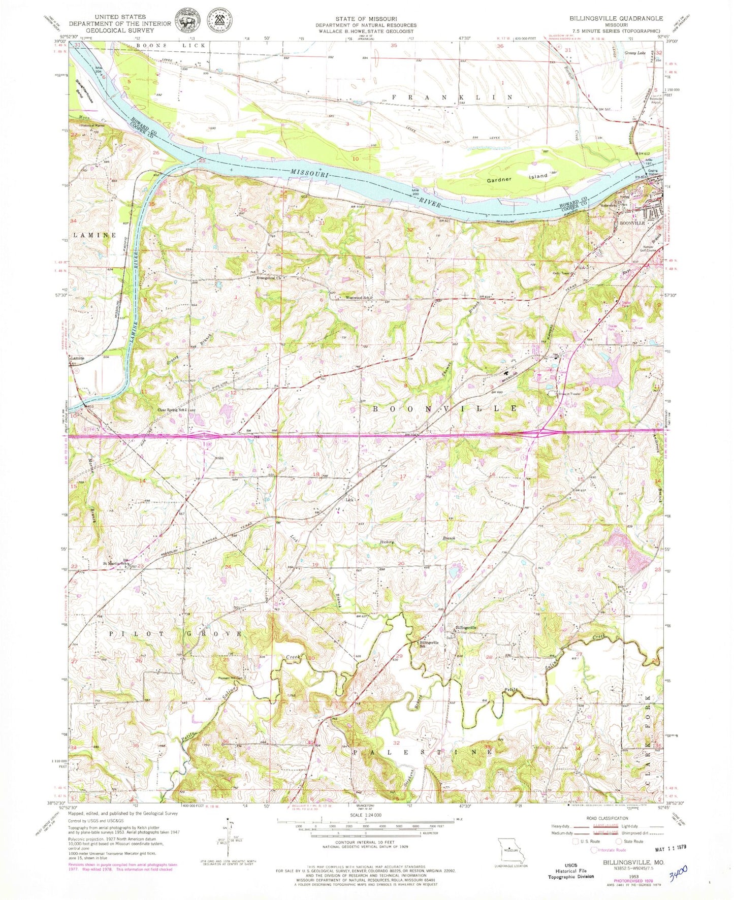 Classic USGS Billingsville Missouri 7.5'x7.5' Topo Map Image