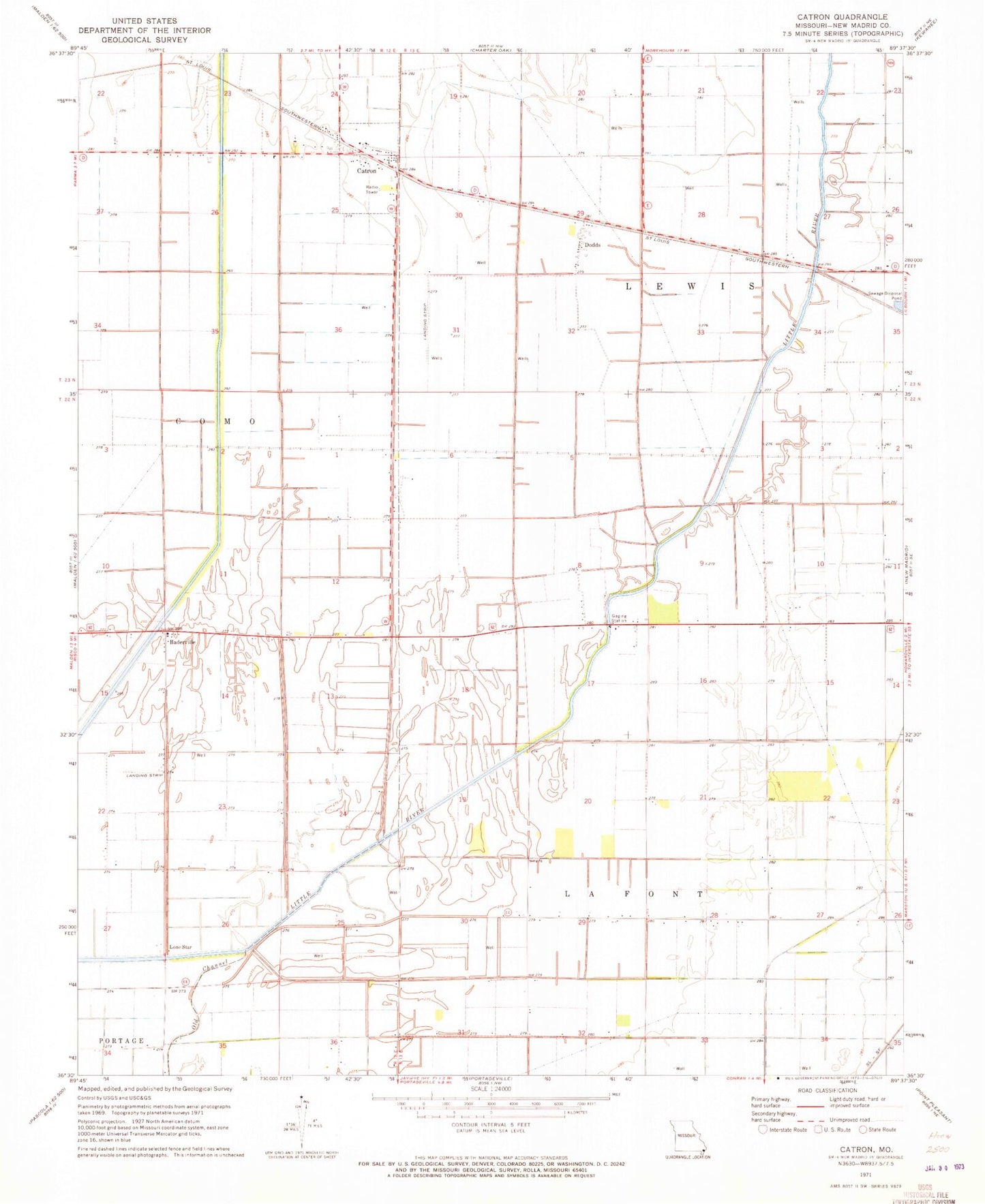 Classic USGS Catron Missouri 7.5'x7.5' Topo Map Image