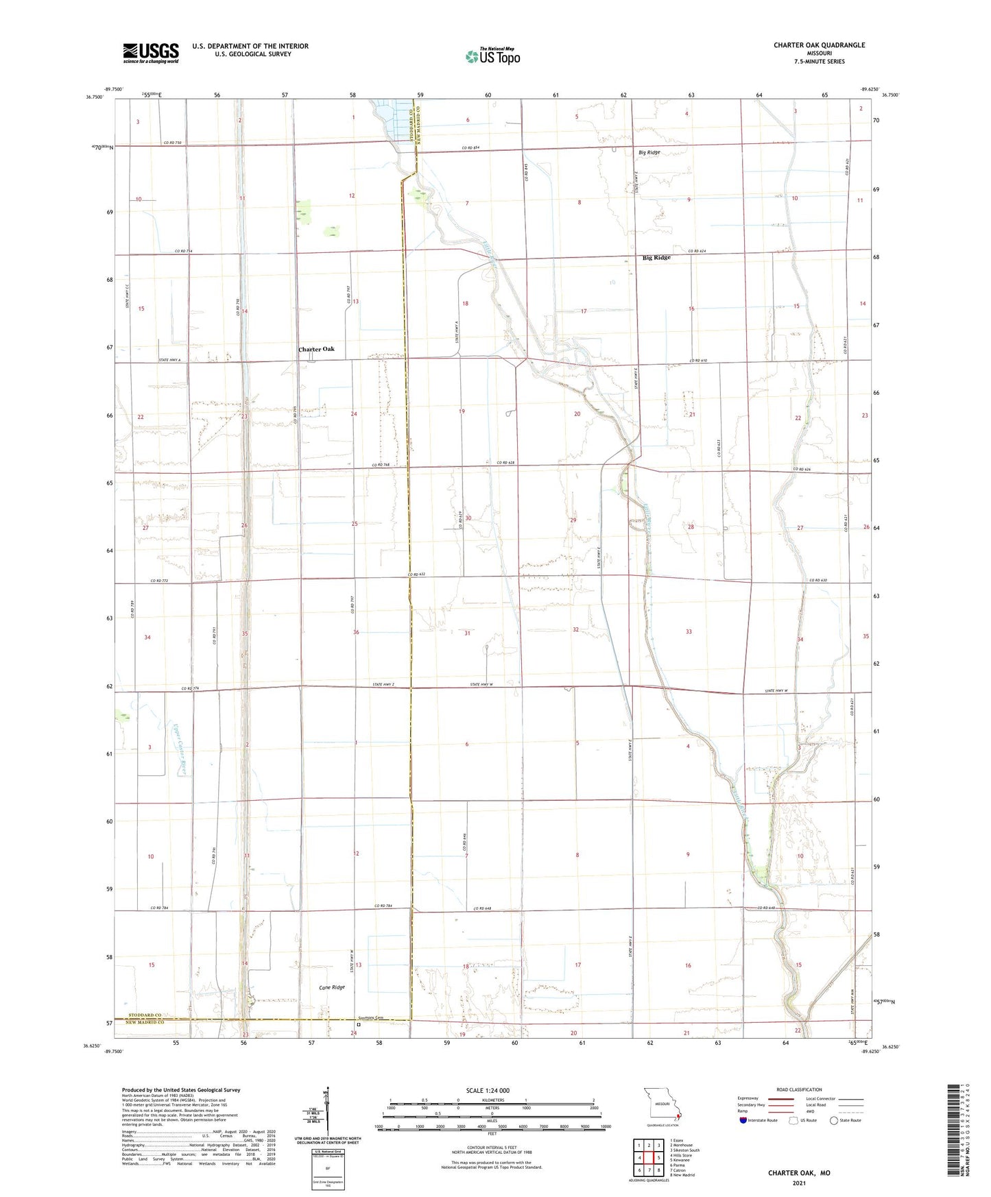 Charter Oak Missouri US Topo Map Image