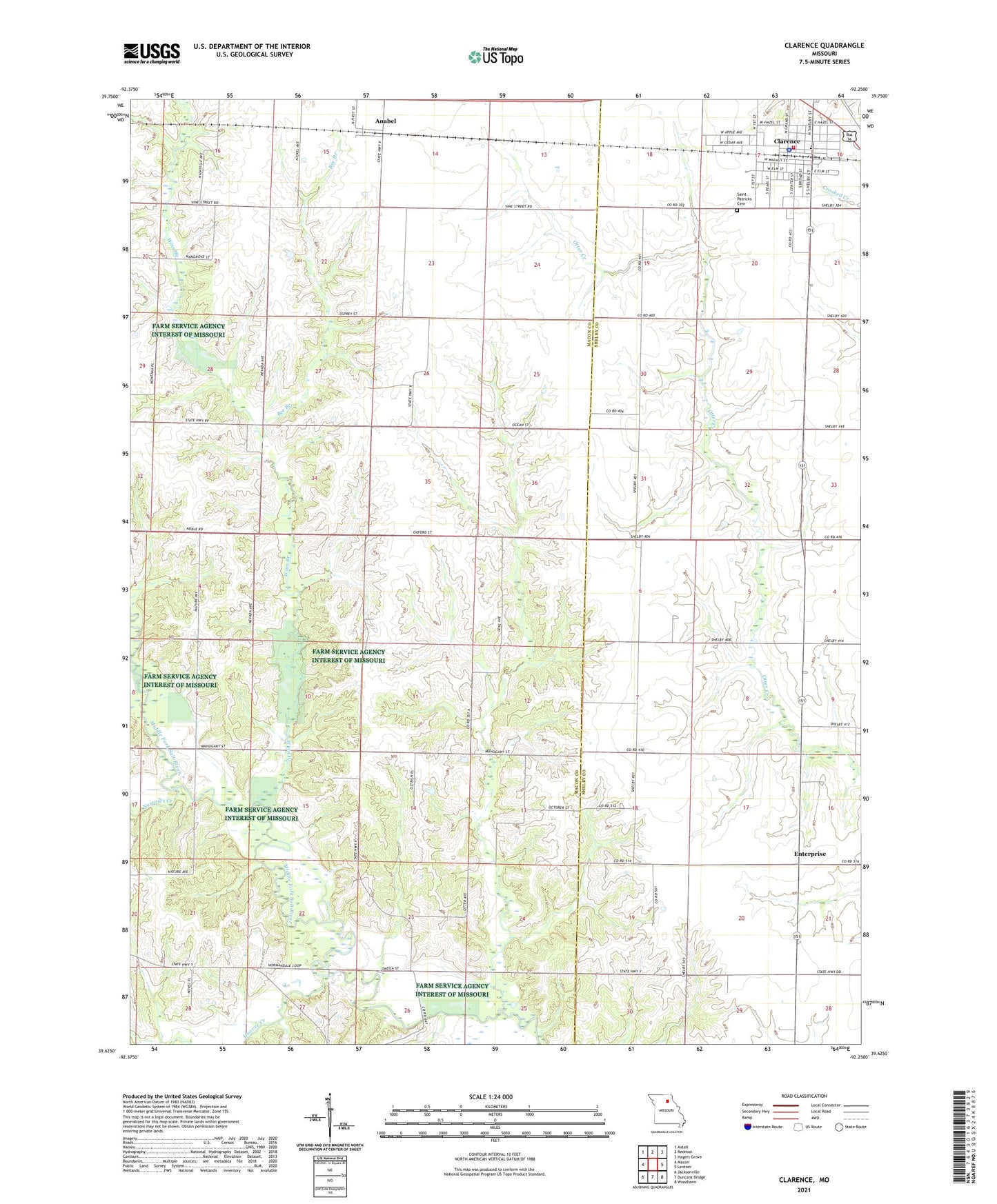 Clarence Missouri US Topo Map Image