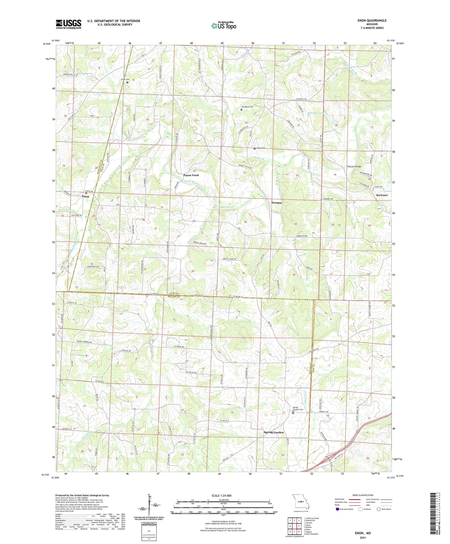 Enon Missouri US Topo Map Image