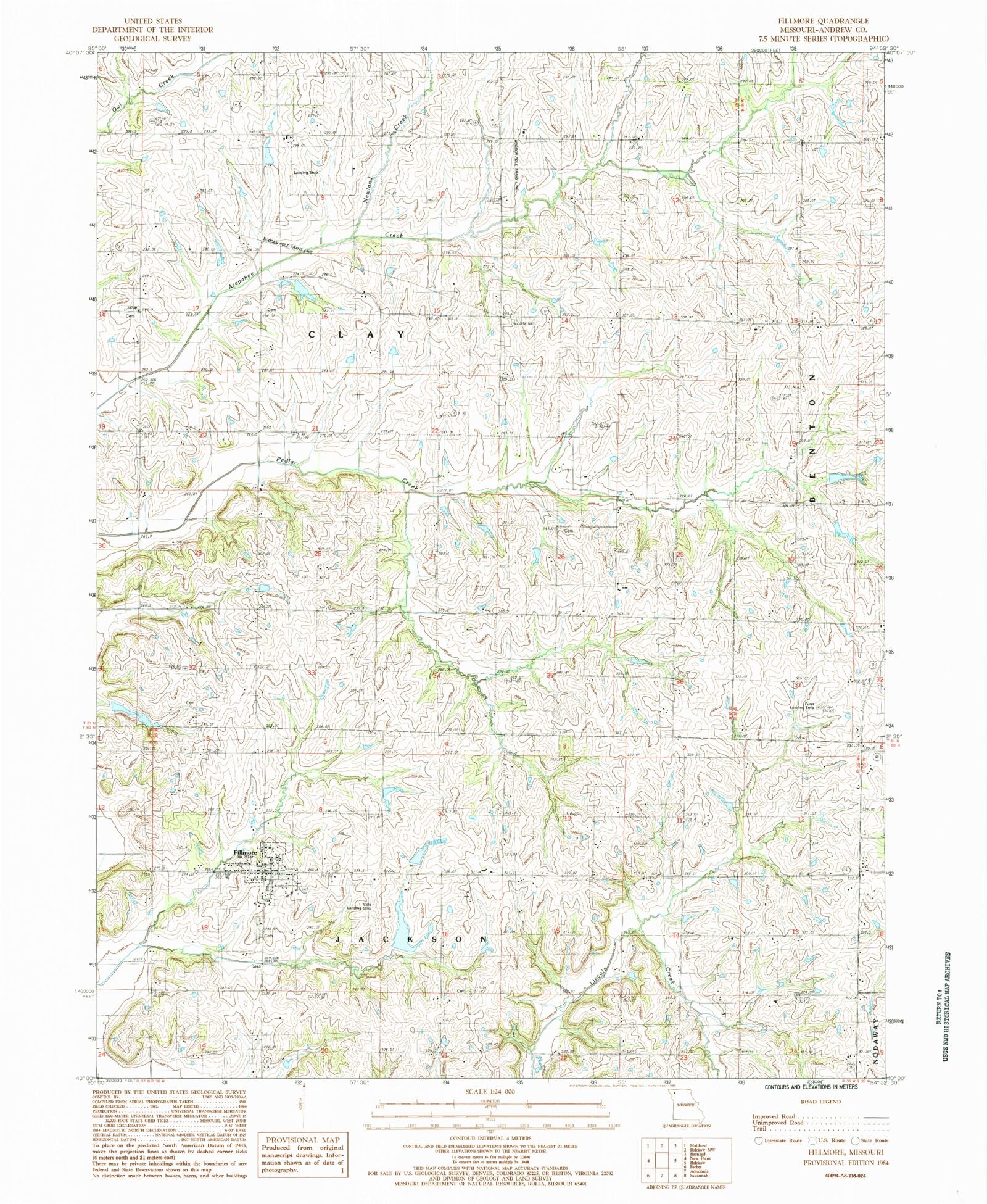 Classic USGS Fillmore Missouri 7.5'x7.5' Topo Map MyTopo Map Store