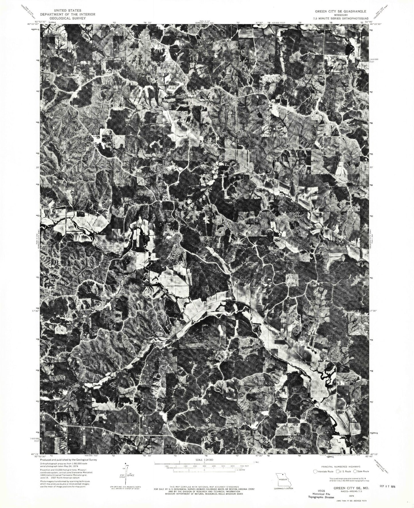 Classic USGS Stahl Missouri 7.5'x7.5' Topo Map Image