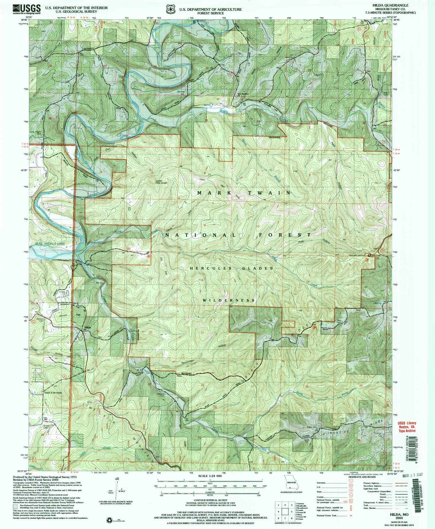 USGS Classic Hilda Missouri 7.5'x7.5' Topo Map Image