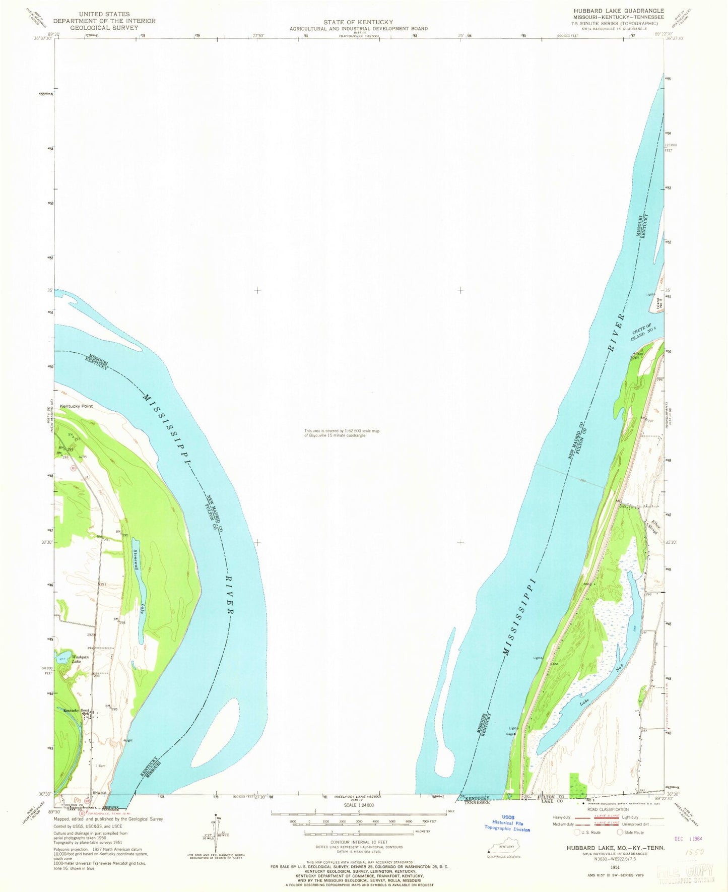 Classic USGS Hubbard Lake Missouri 7.5'x7.5' Topo Map Image