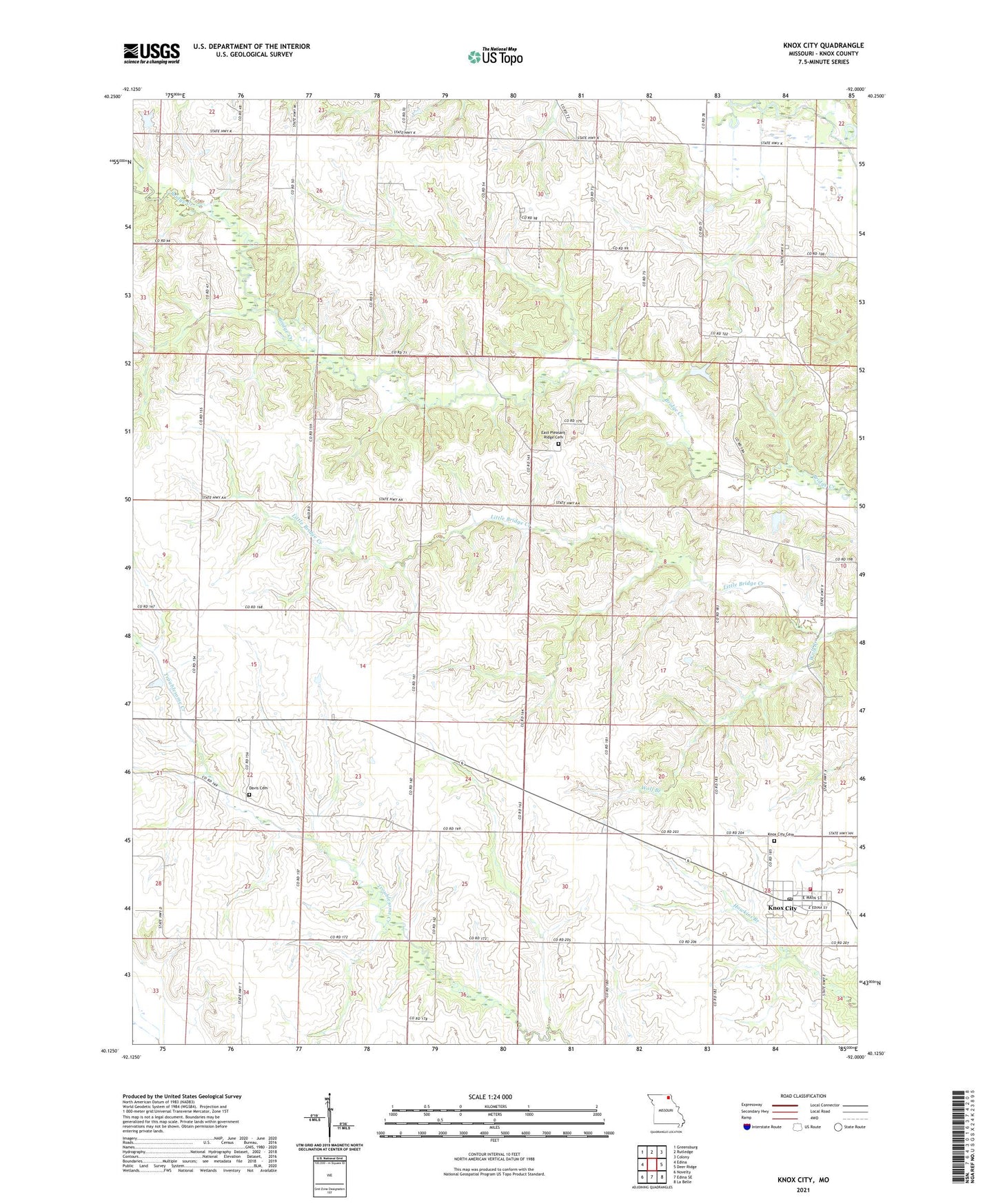 Knox City Missouri US Topo Map Image
