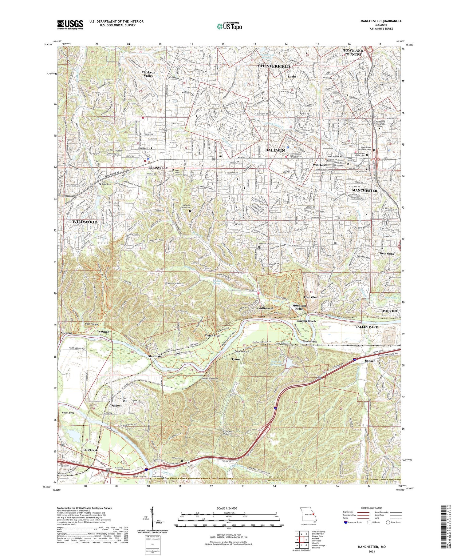 Manchester Missouri US Topo Map Image