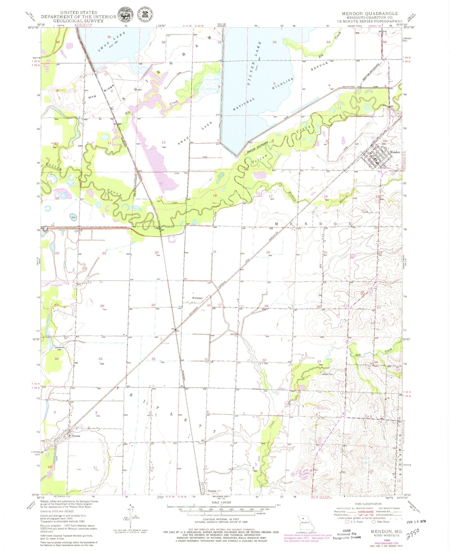 Classic USGS Mendon Missouri 7.5'x7.5' Topo Map Image