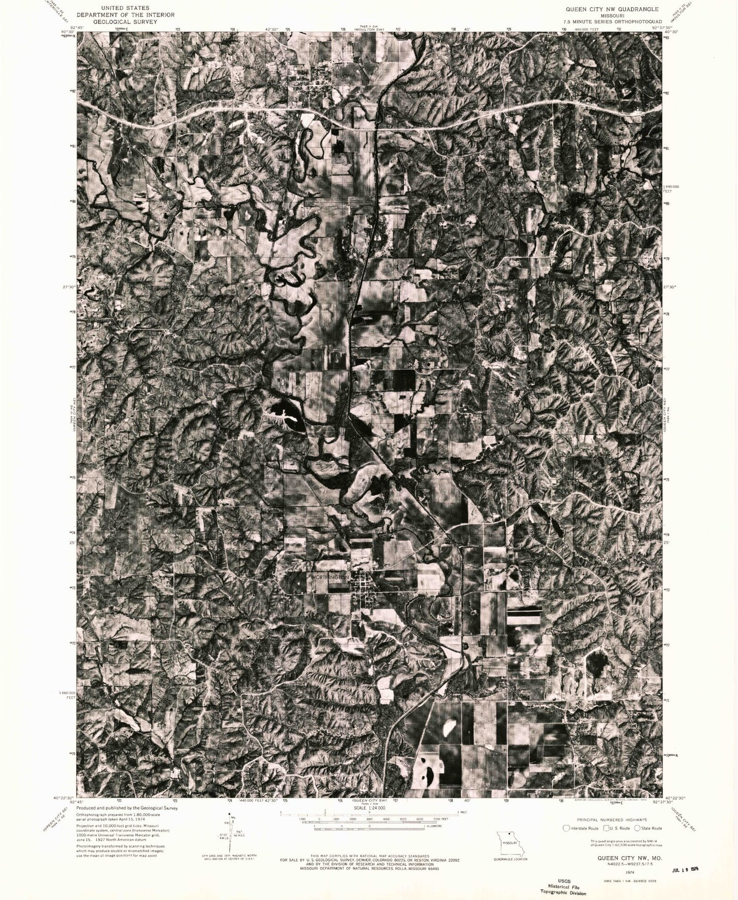 Classic USGS Livonia Missouri 7.5'x7.5' Topo Map Image