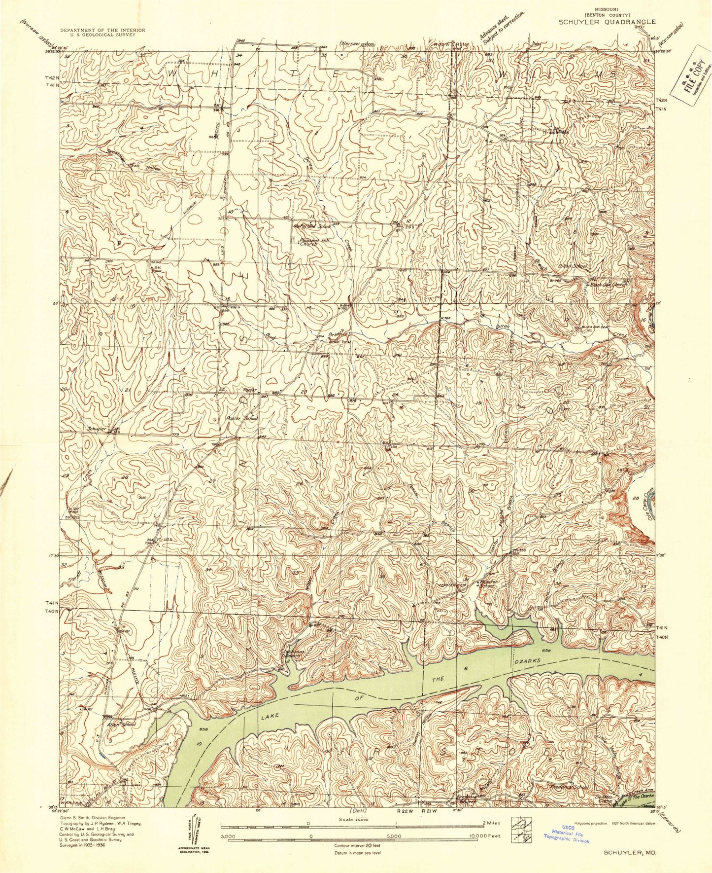 Classic USGS Lincoln SE Missouri 7.5'x7.5' Topo Map Image