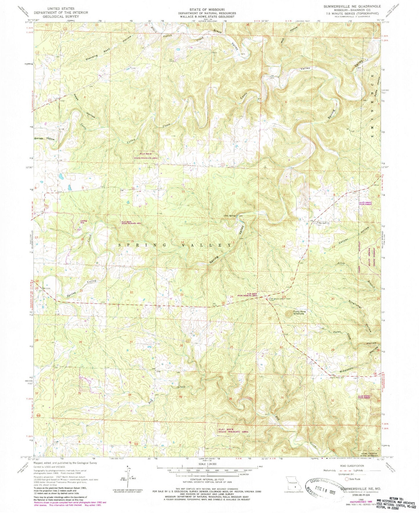 Classic USGS Summersville NE Missouri 7.5'x7.5' Topo Map Image