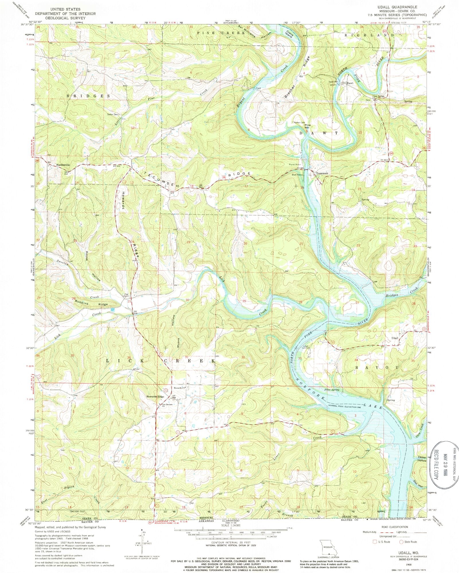 Classic USGS Udall Missouri 7.5'x7.5' Topo Map MyTopo Map Store