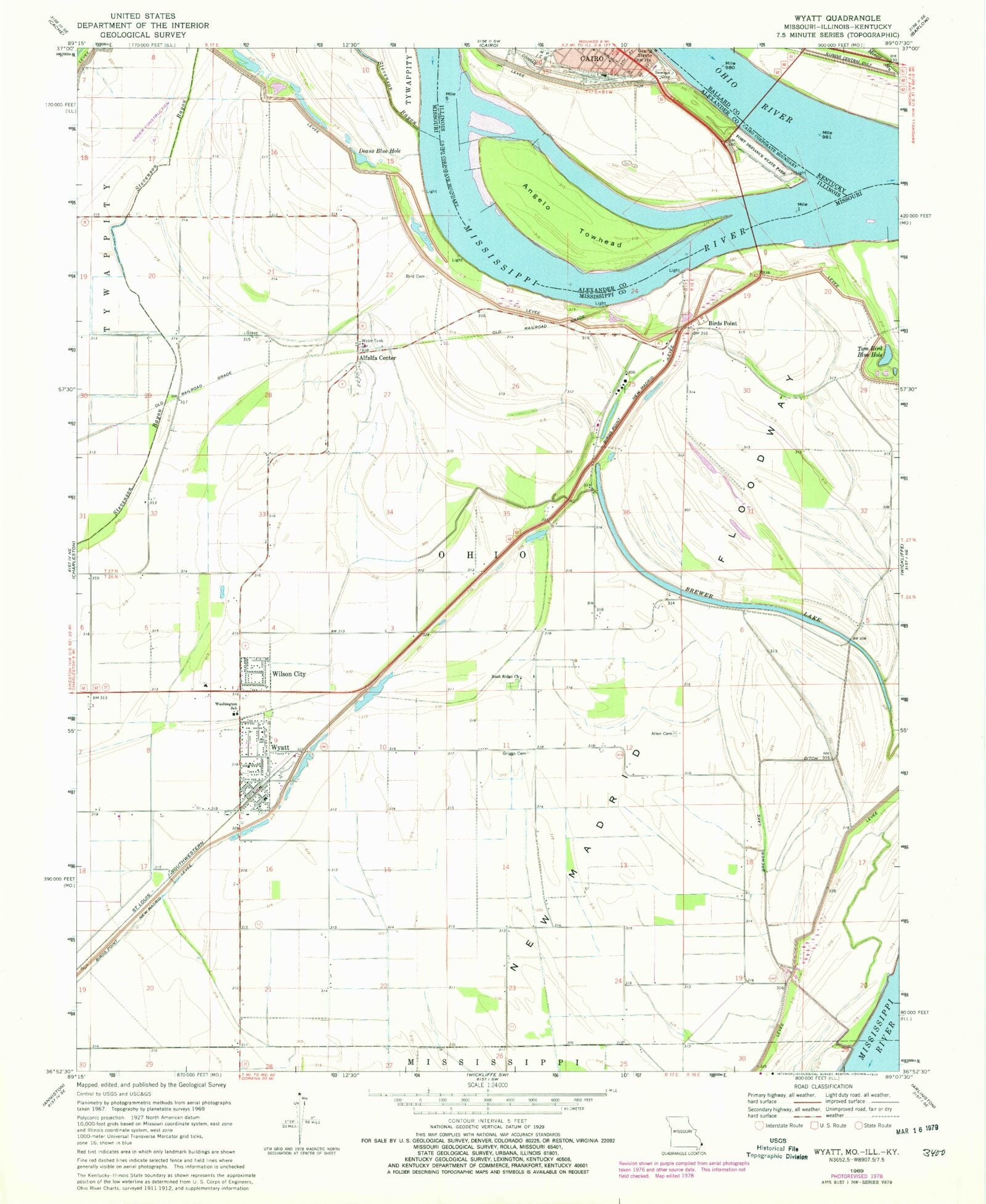 Classic USGS Wyatt Missouri 7.5'x7.5' Topo Map MyTopo Map Store