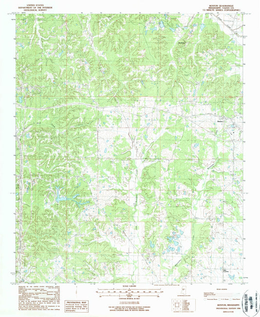 Classic USGS Benton Mississippi 7.5'x7.5' Topo Map Image