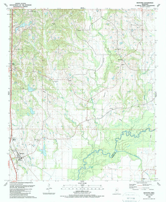 Classic USGS Bentonia Mississippi 7.5'x7.5' Topo Map Image