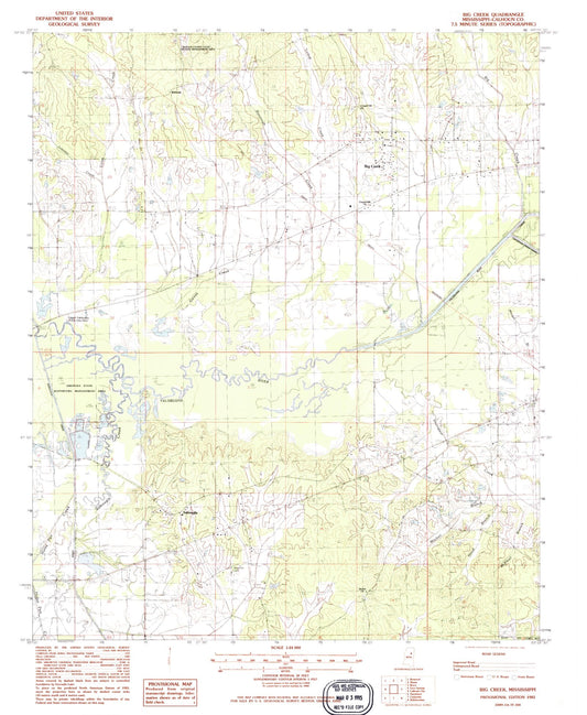 Classic USGS Big Creek Mississippi 7.5'x7.5' Topo Map Image