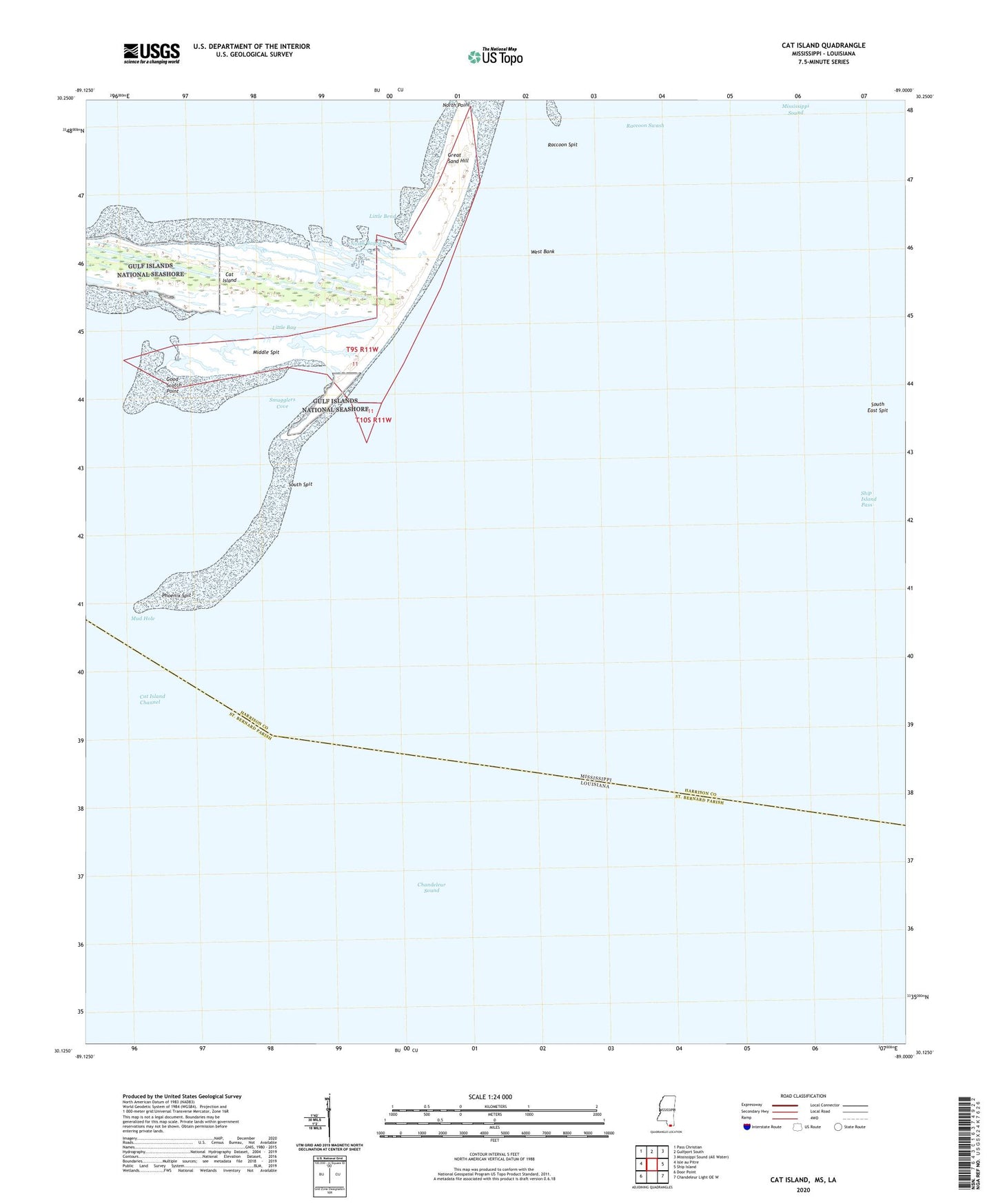 Cat Island Mississippi US Topo Map Image