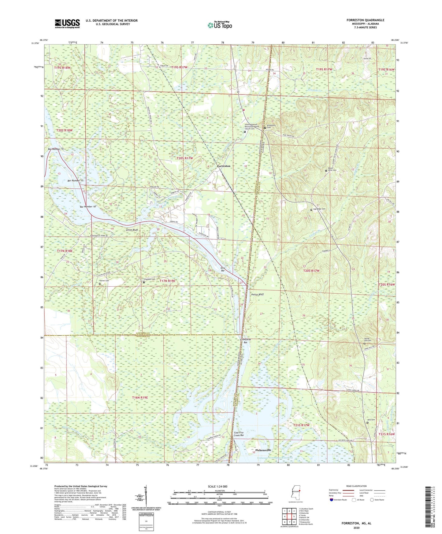 Forreston Mississippi US Topo Map Image