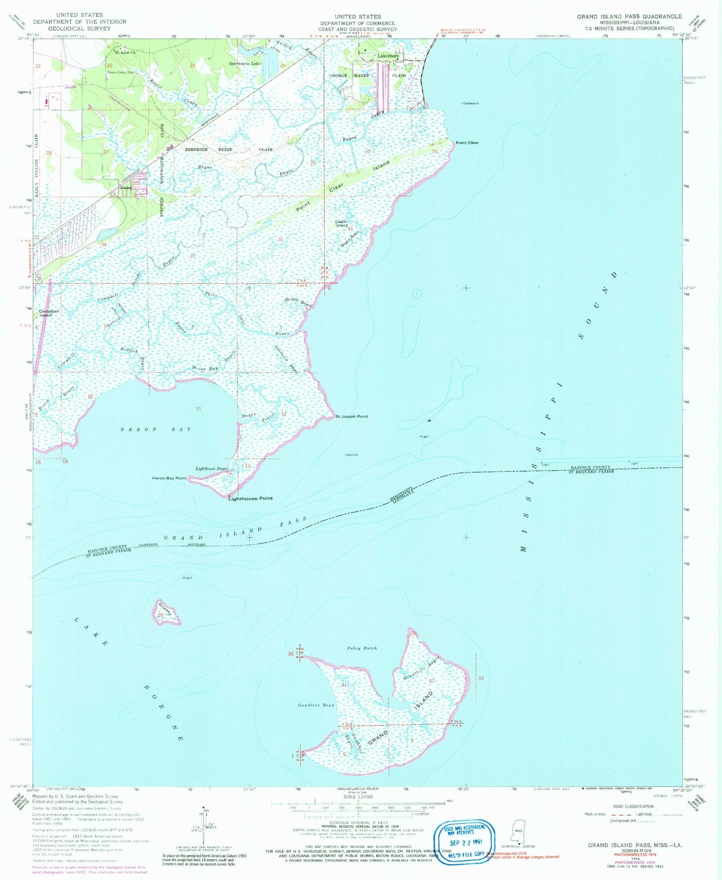 Classic USGS Saint Joe Pass Mississippi 7.5'x7.5' Topo Map Image