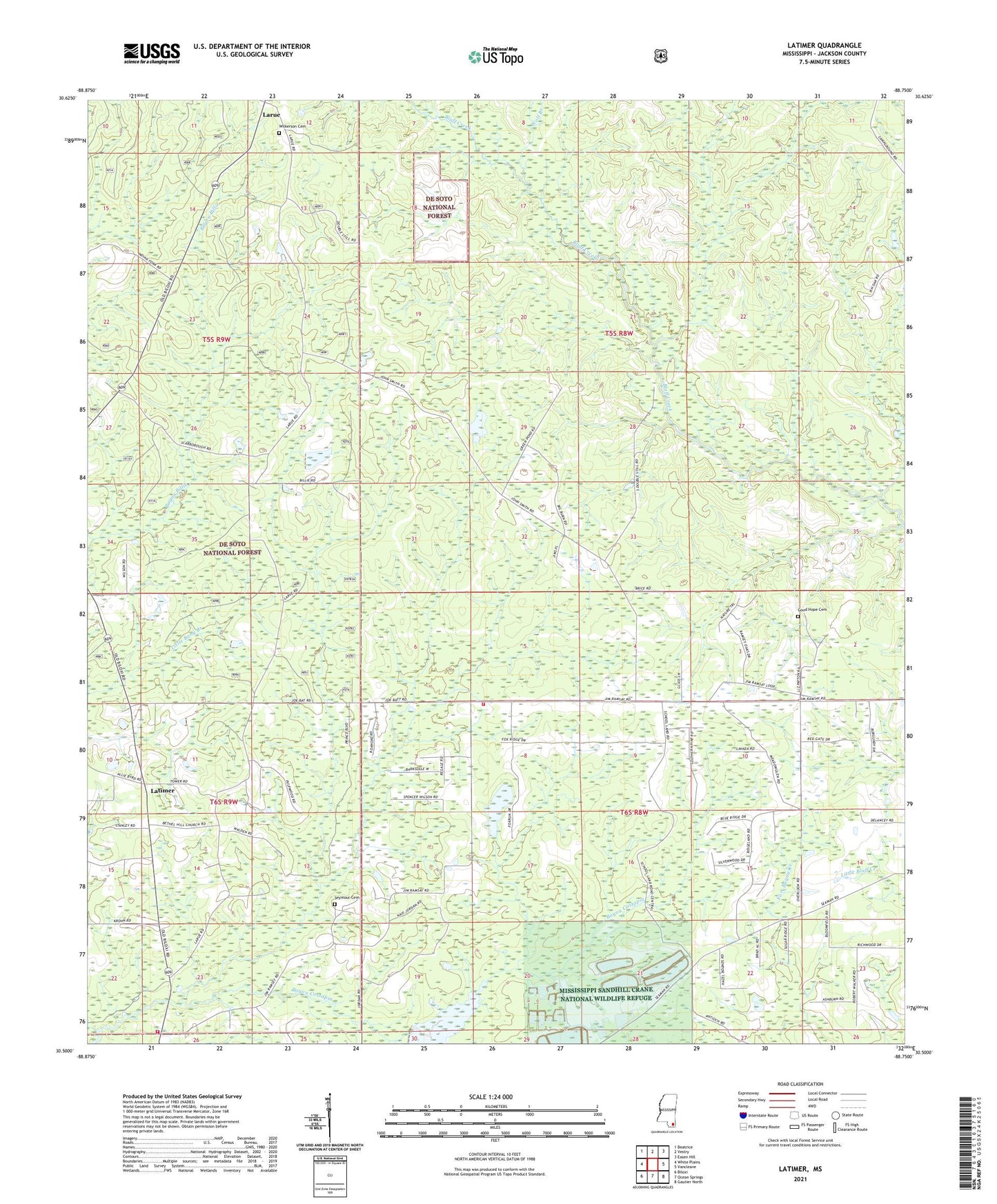 Latimer Mississippi US Topo Map Image